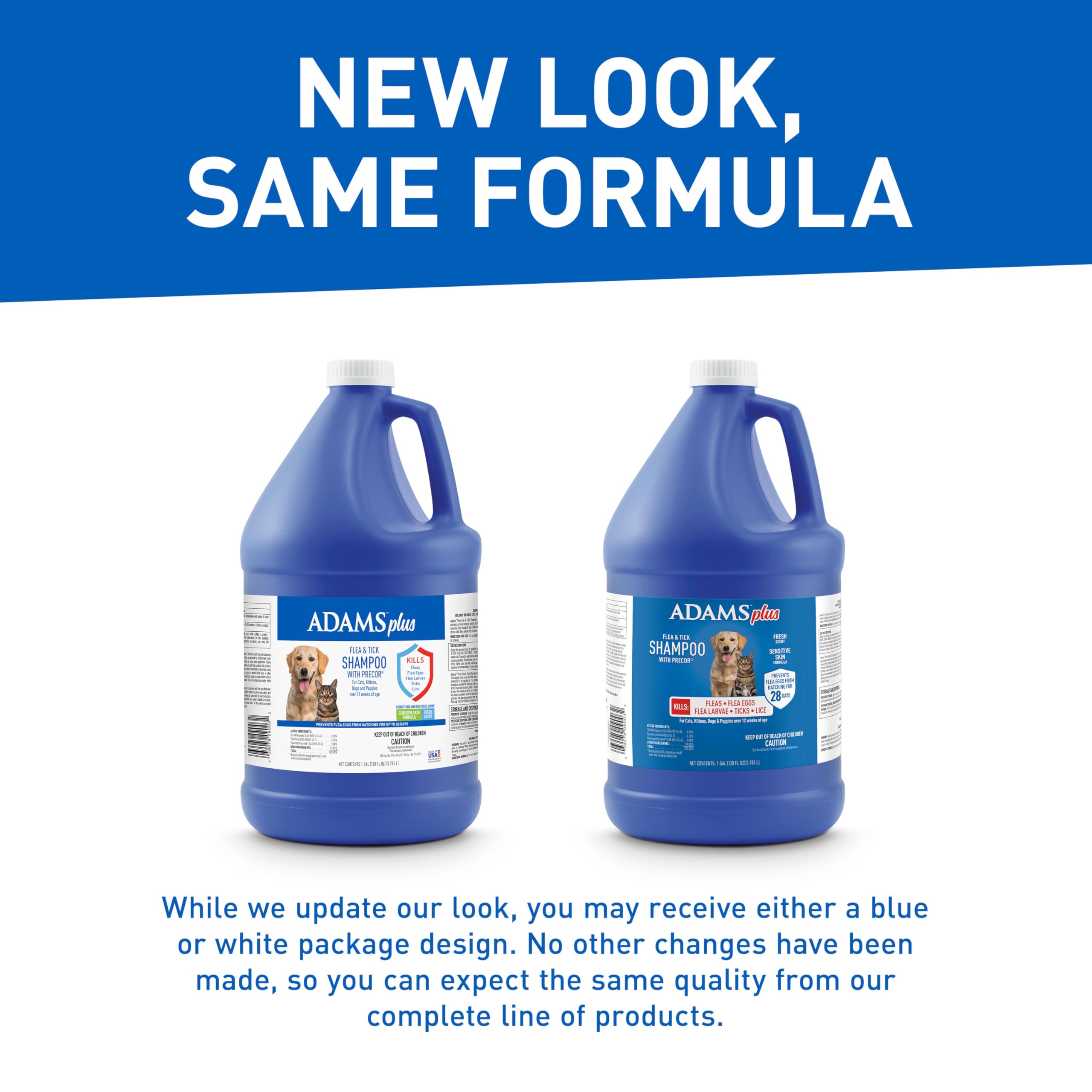 Adams Plus Flea & Tick Shampoo with Precor for Cats, Kittens, Dogs & Puppies Over 12 Weeks Of Age, Sensitive Skin Flea Treatment