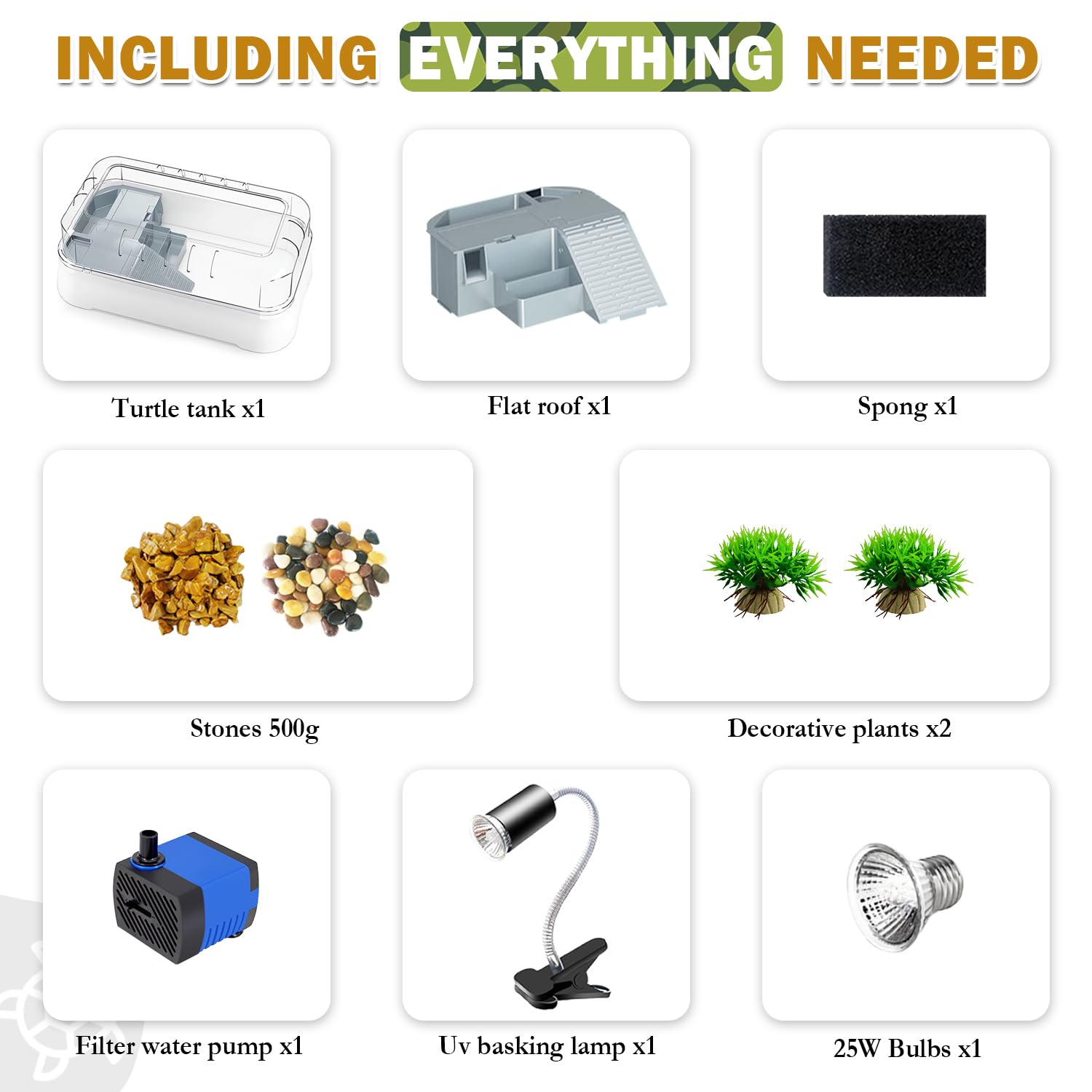 Turtle Aquarium Kit,Turtle Tank Starter Kit With Pump Filter Basking Platform And Uv Light, Bottom Drainage, Multi-Function Area