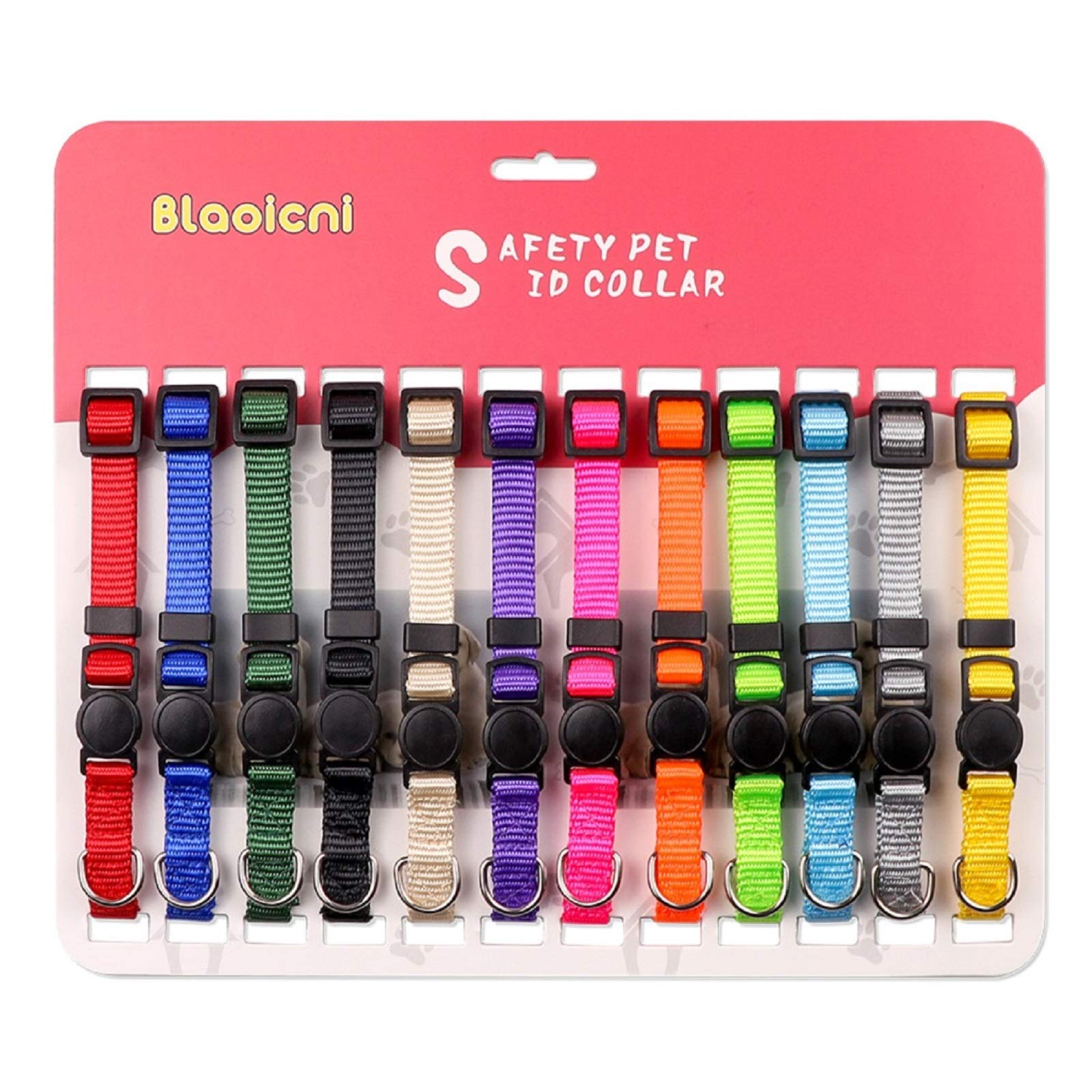 Puppy Id Collar Identification Soft Nylon Adjustable Breakaway Safety Whelping Litter Collars For Newborn Pets With Record Keeping Charts 12Pcs/Set(M)