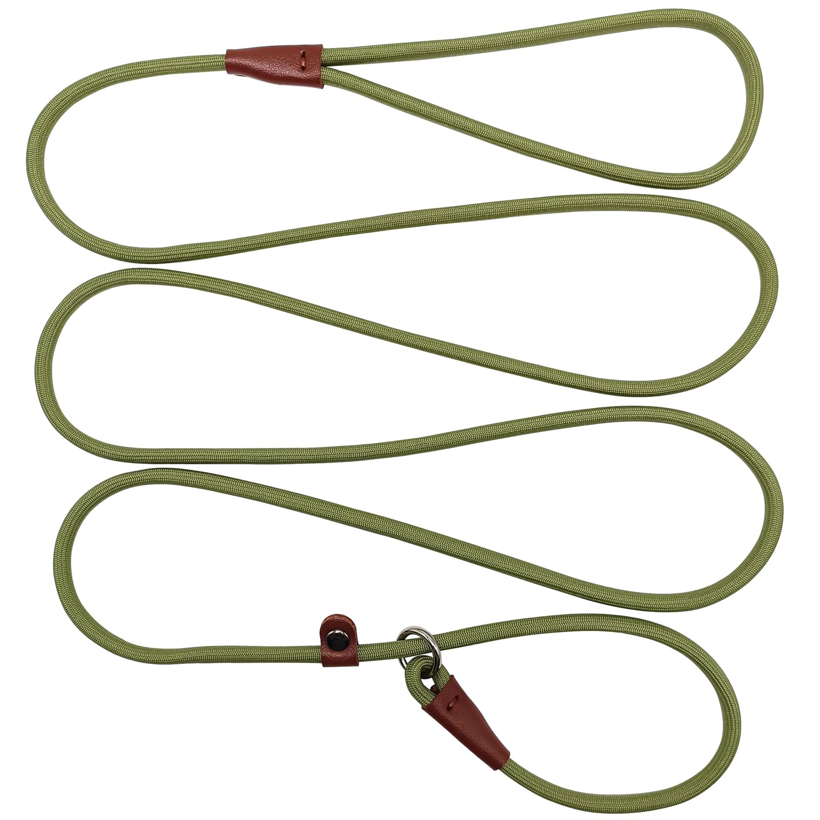 Btinesful 7Ft Slip Lead Dog Leash, Strong Nylon Rope Leash, 1/4 Inch Diam Dog Training Lead For Small Medium Large Dogs, Grass G