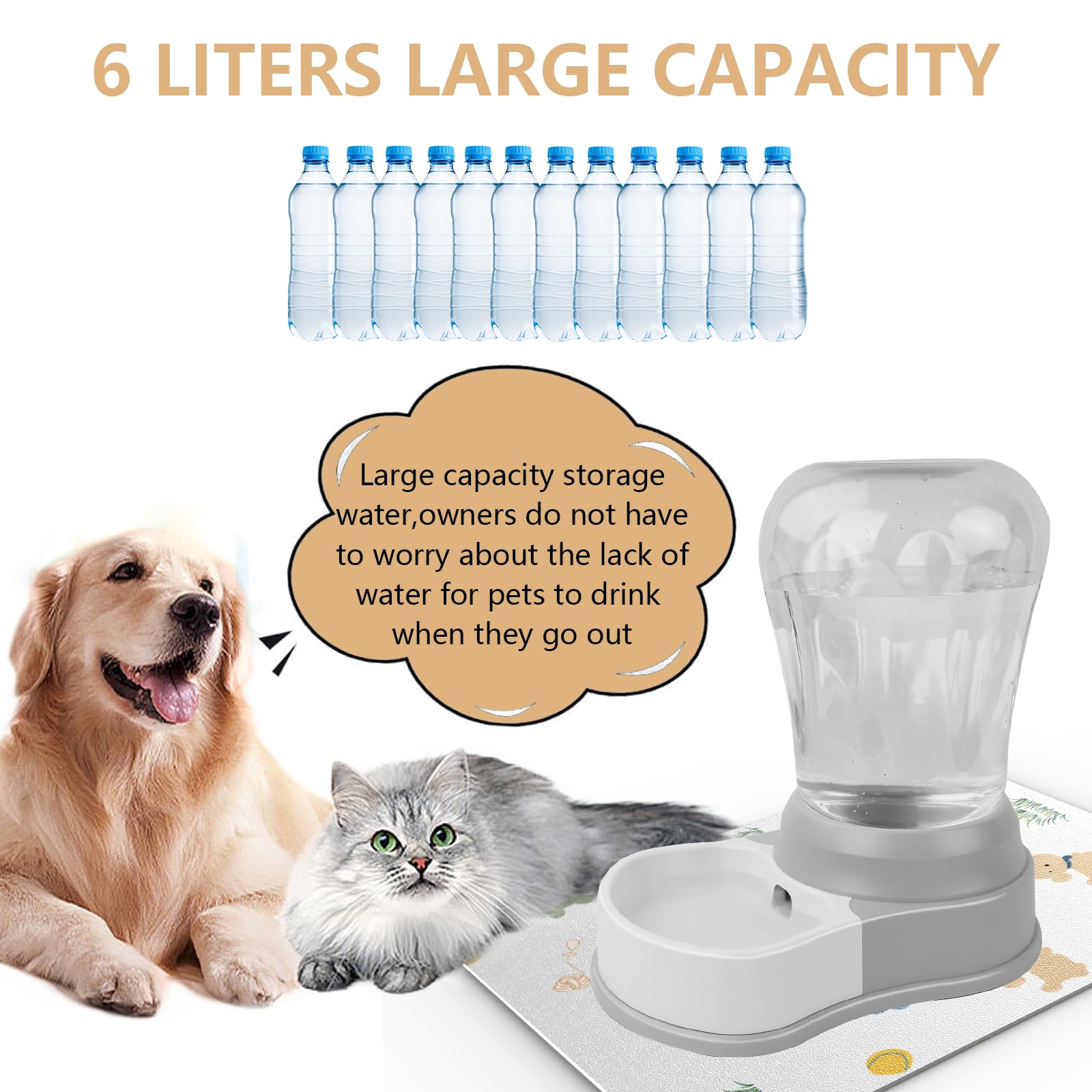 Automatic Dog Water Bowl Dispenser - Staltwo Premium Pet Water Dispenser With Non-Slip Mat, Large Capacity Water Feeder For Cats