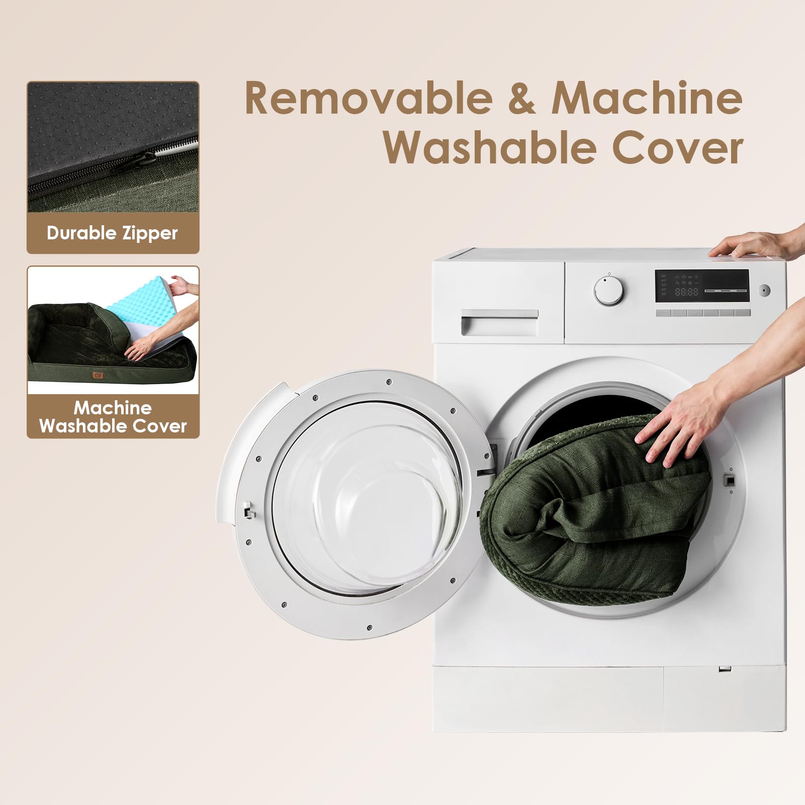 Eheyciga Xl Memory Foam Dog Bed, Orthopedic Dog Beds For Extra Large Dogs, Waterproof Egg Crate Dog Couch Bed With Washable Removable Cover And Non-Slip Bottom, L Shaped Dog Bed, Dark Green