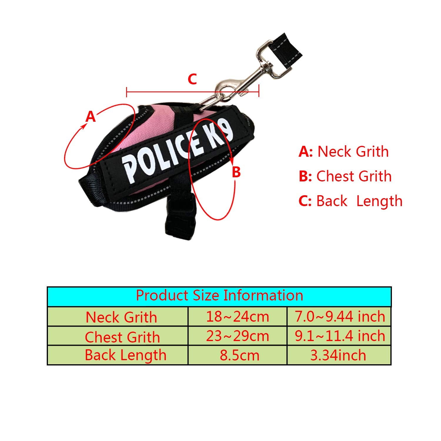 Vehomy Rabbit Harness With Leash For Bunny Rabbits Cats Small Animals (Pink)