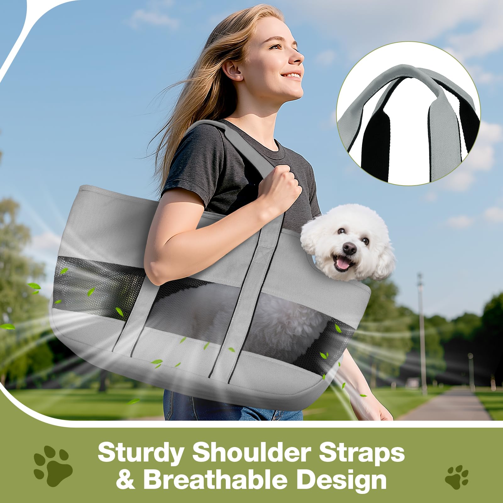 Lekereise Dog Purse Carrier For Small Dogs, Cats - Dog Carrier Purse With Secure Harness Clip, Dog Tote Bag Carrier, Large Space