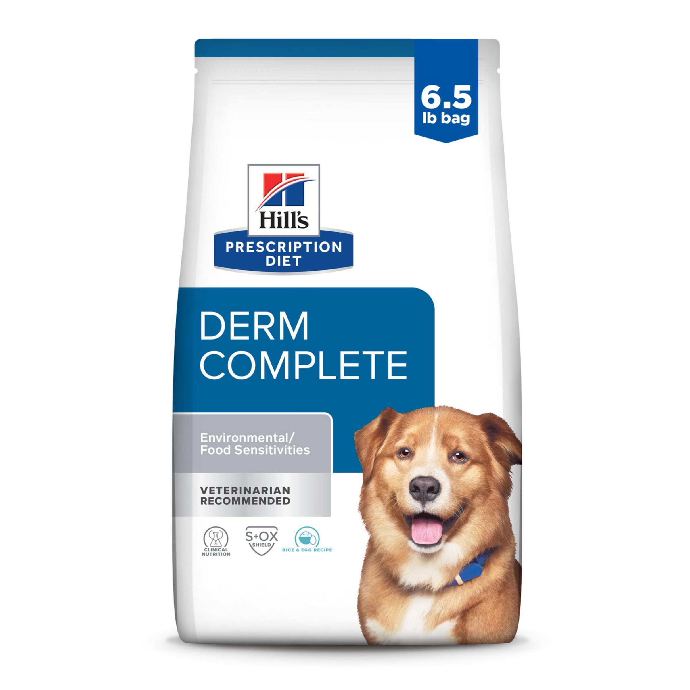 Hills Prescription Diet Derm Complete Skin & Food Sensitivities Dry Dog Food, Veterinary Diet, 6.5 lb. Bag