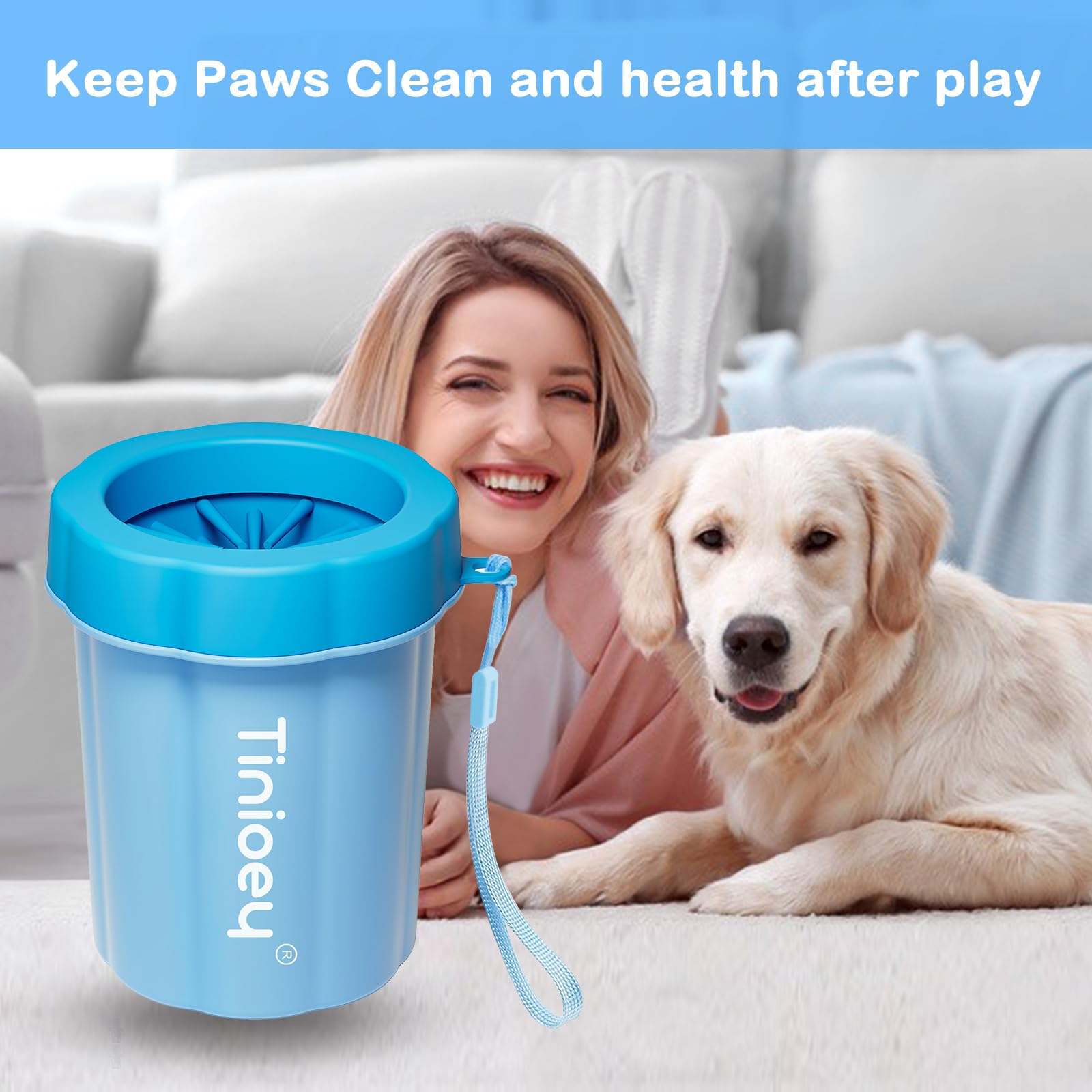 Dog Paw Cleaner For Medium Dogs (With 3 Absorbent Towels), Dog Paw Washer, Paw Buddy Muddy Paw Cleaner, Pet Foot Cleaner (Medium, Blue)