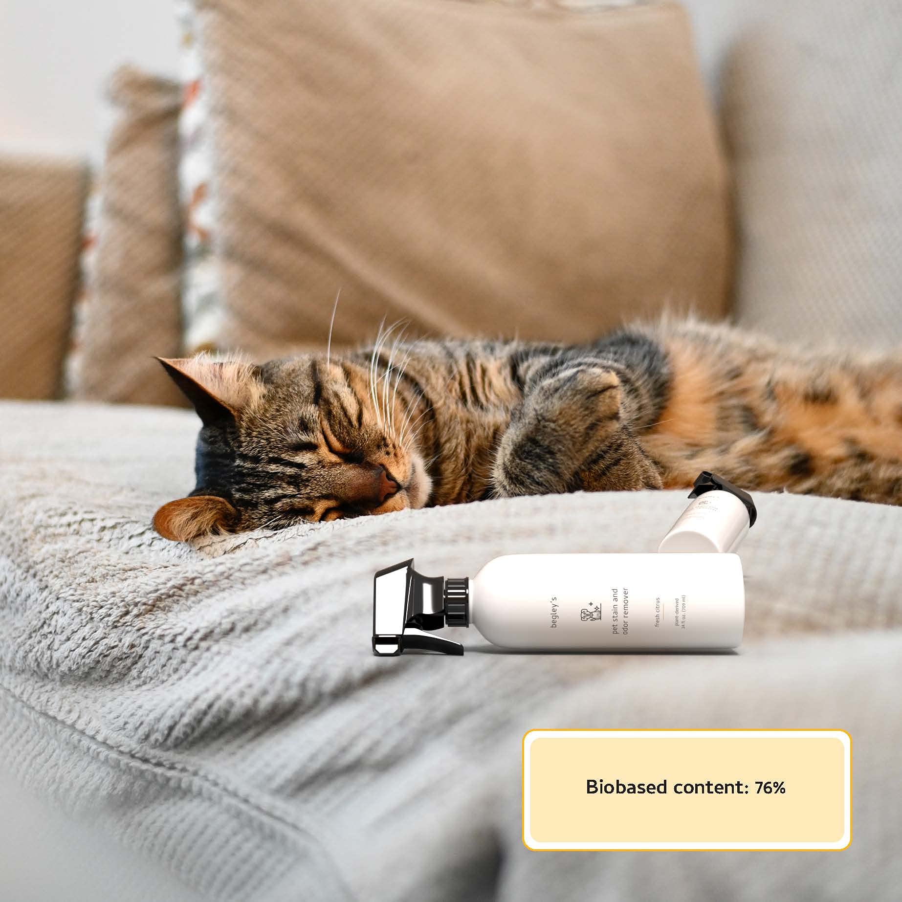 Begley'S Pet Stain And Odor Remover - Pet Odor Eliminator For Home - Pet Urine Enzyme Cleaner - Pet Carpet Cleaner For Pets - Enzymatic Cleaner For Dog Urine, Cat Pee, Feces - 24 Ounce, 2 Pack