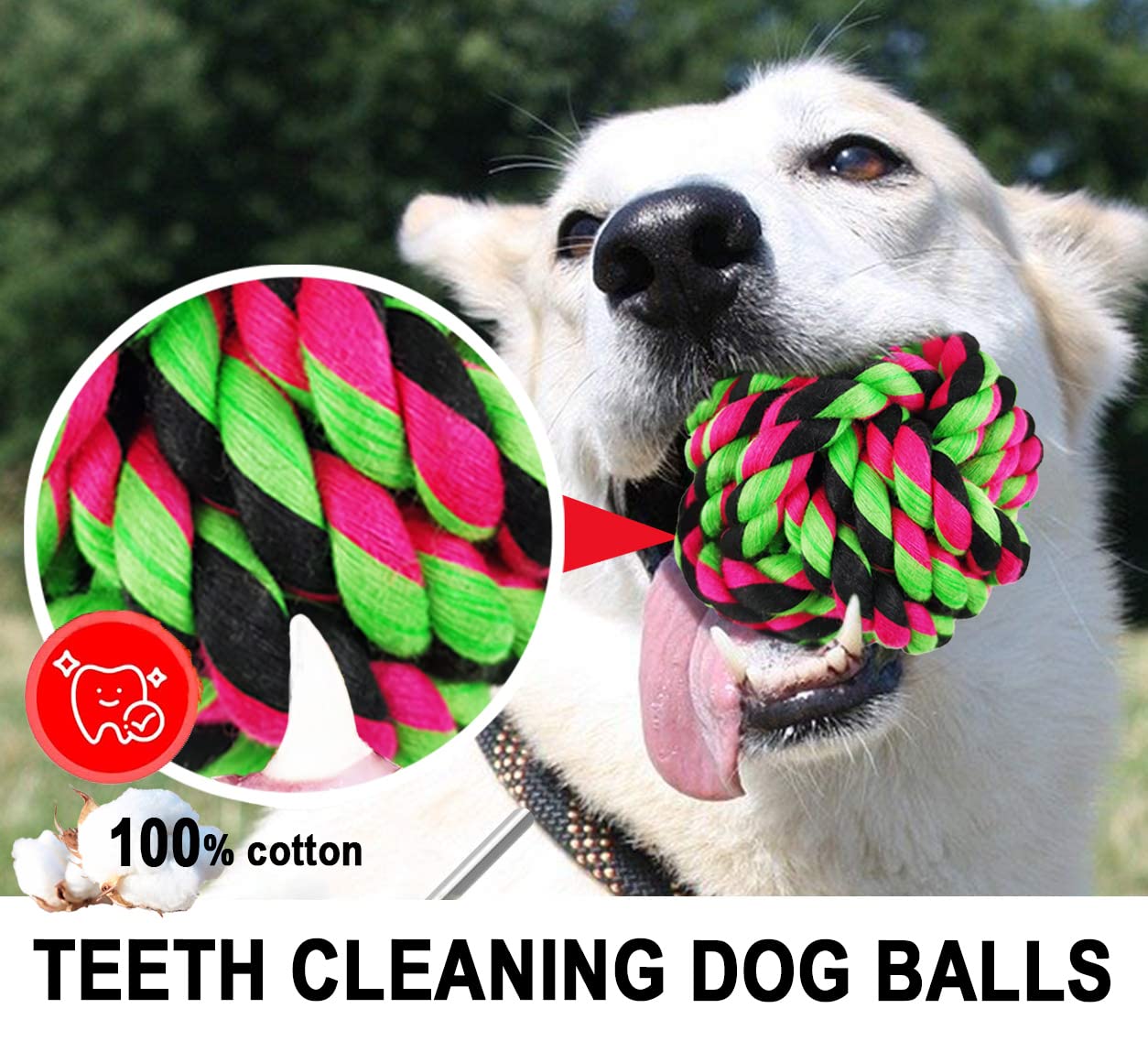 Losfong Large Dog Chew Toys For Aggressive Chewers, 6 Pack Almost Indestructible Dog Balls For Large Dogs, Heavy Duty Dental Cot