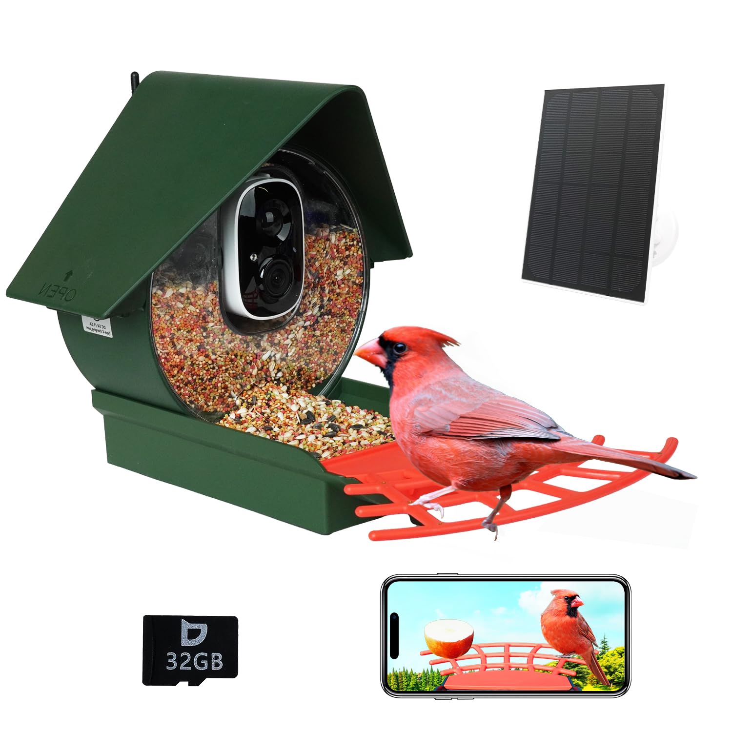 Birdkiss Smart Bird Feeder with Camera Solar Powered, AI Auto Capture Bird Videos & Motion Detection, Bird Watching Camera Notif