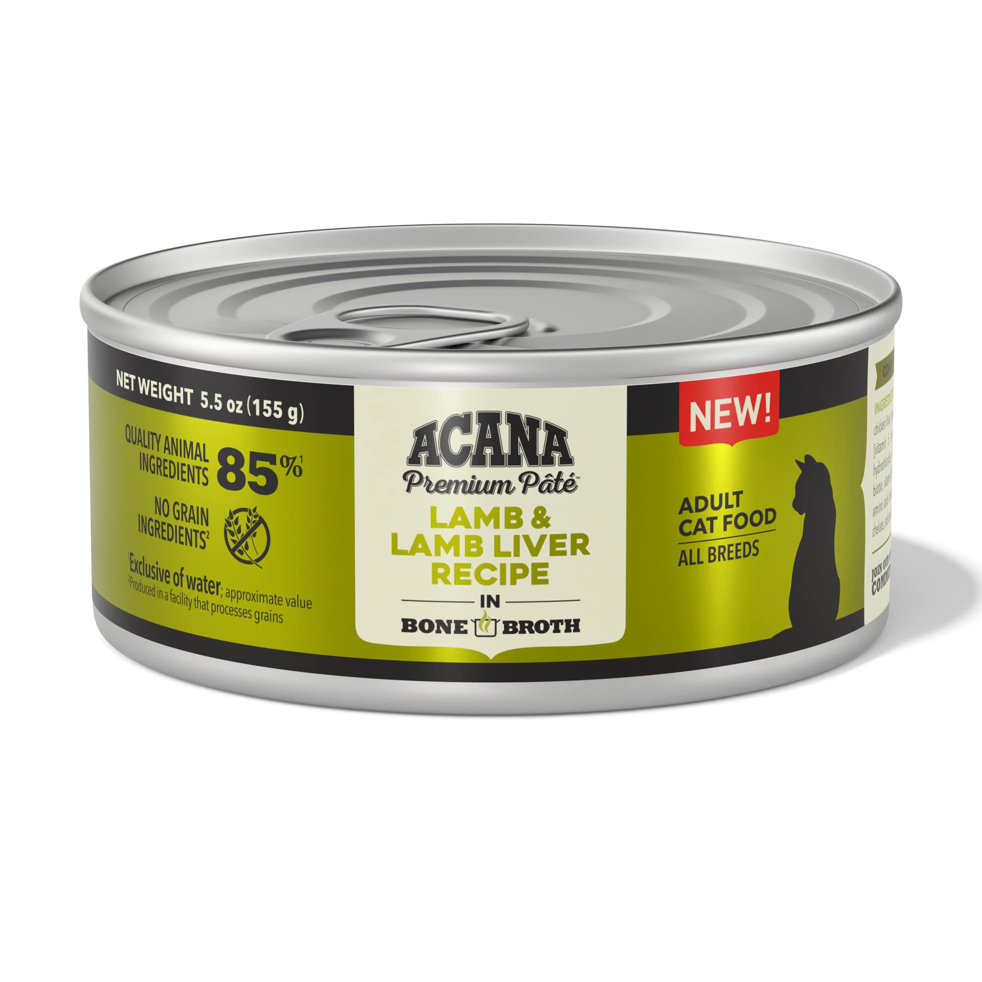 ACANA PREMIUM PATE Wet Cat Food, Lamb & Lamb Liver Recipe in Beef Bone Broth, 5.5oz (Case of 12)