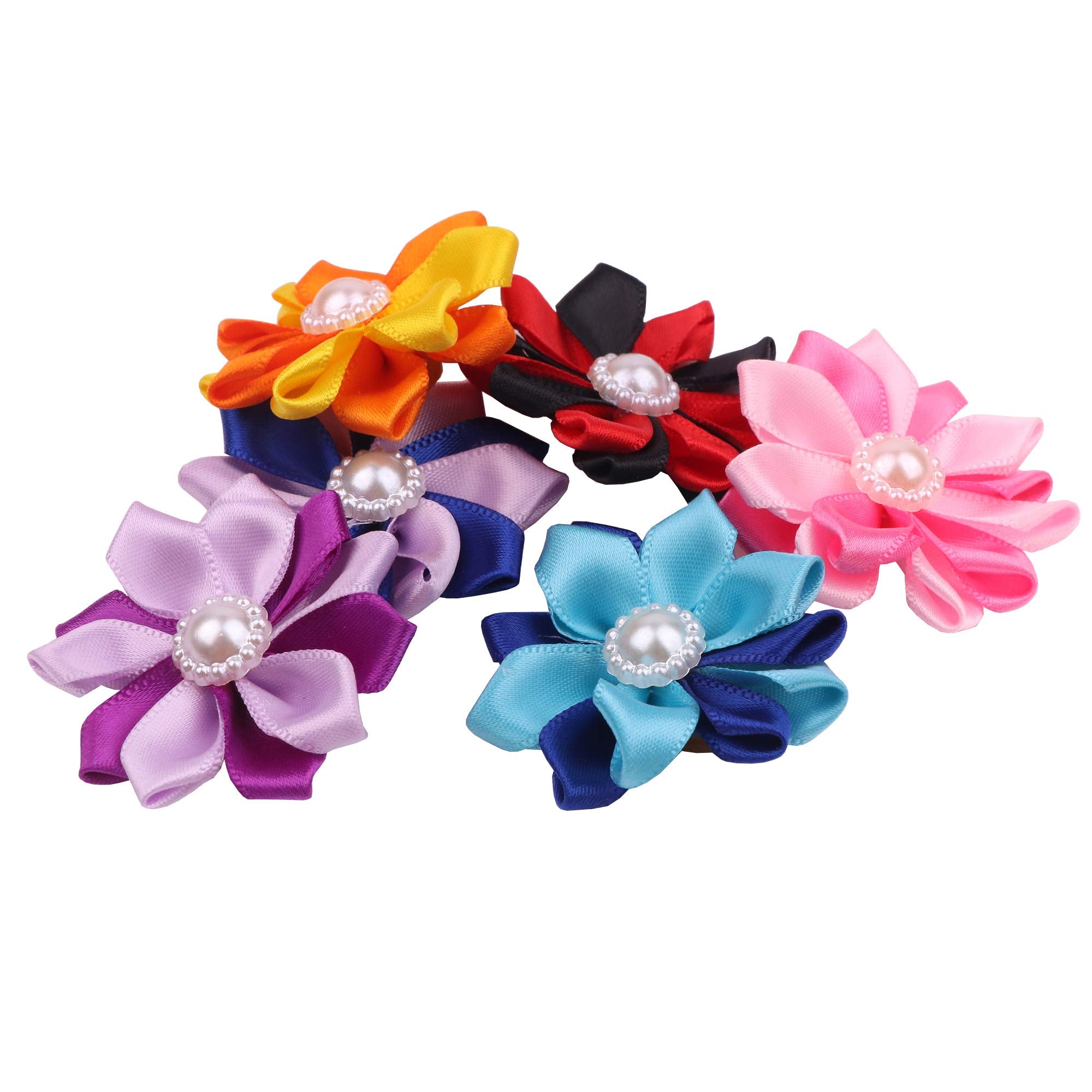 Yaka 40Pcs Hot Cute Small Dog Colorful Hair Bows Topknot 20 Colors Bowknot With Rubber Bands Pet Grooming Products Pet Hair Bows Hair Accessories