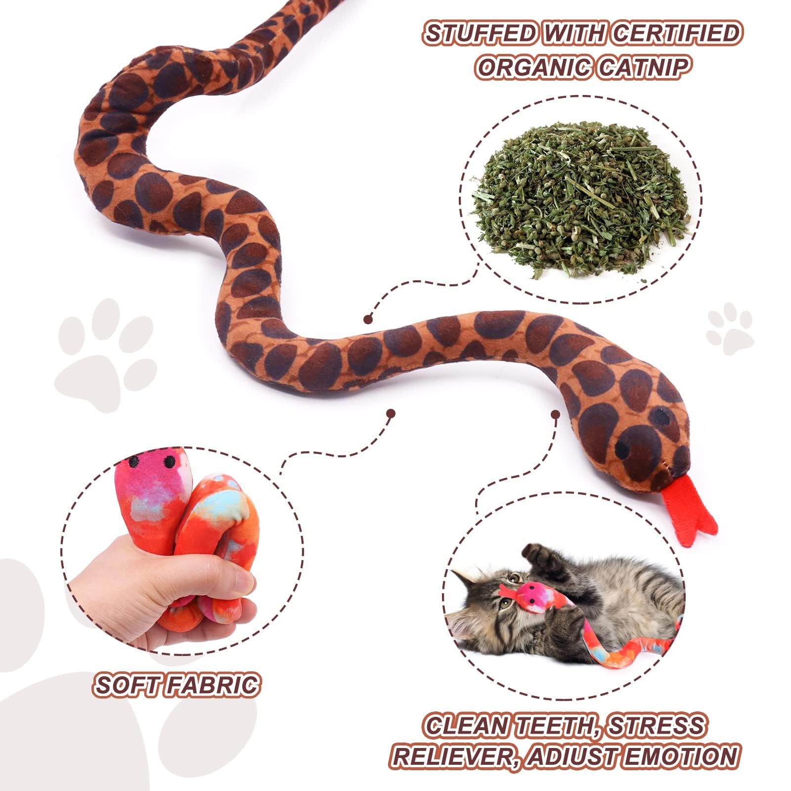 Ciyvolyeen Snake Catnip Toys Kitten Supplies Interactive Catnip Toys For Indoor Cats Snakes Cat Toy Novelty Gift For Cat Lovers