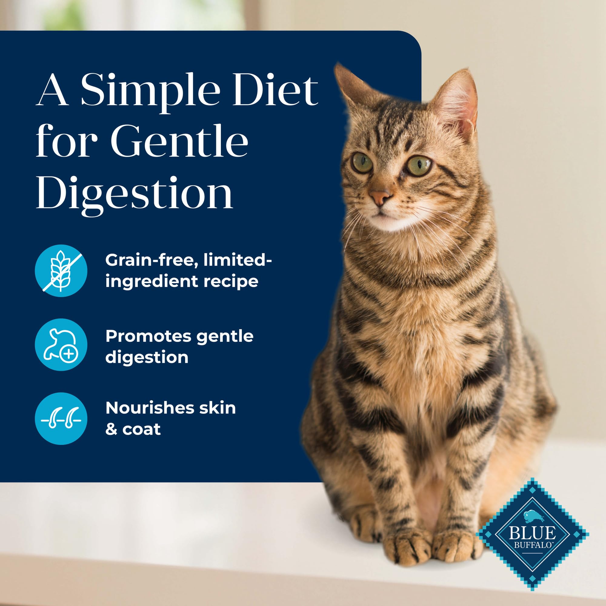 Blue Buffalo Basics Grain-Free Dry Cat Food, Skin & Stomach Care, Limited Ingredient Diet for Indoor Cats, Whitefish & Potato Re