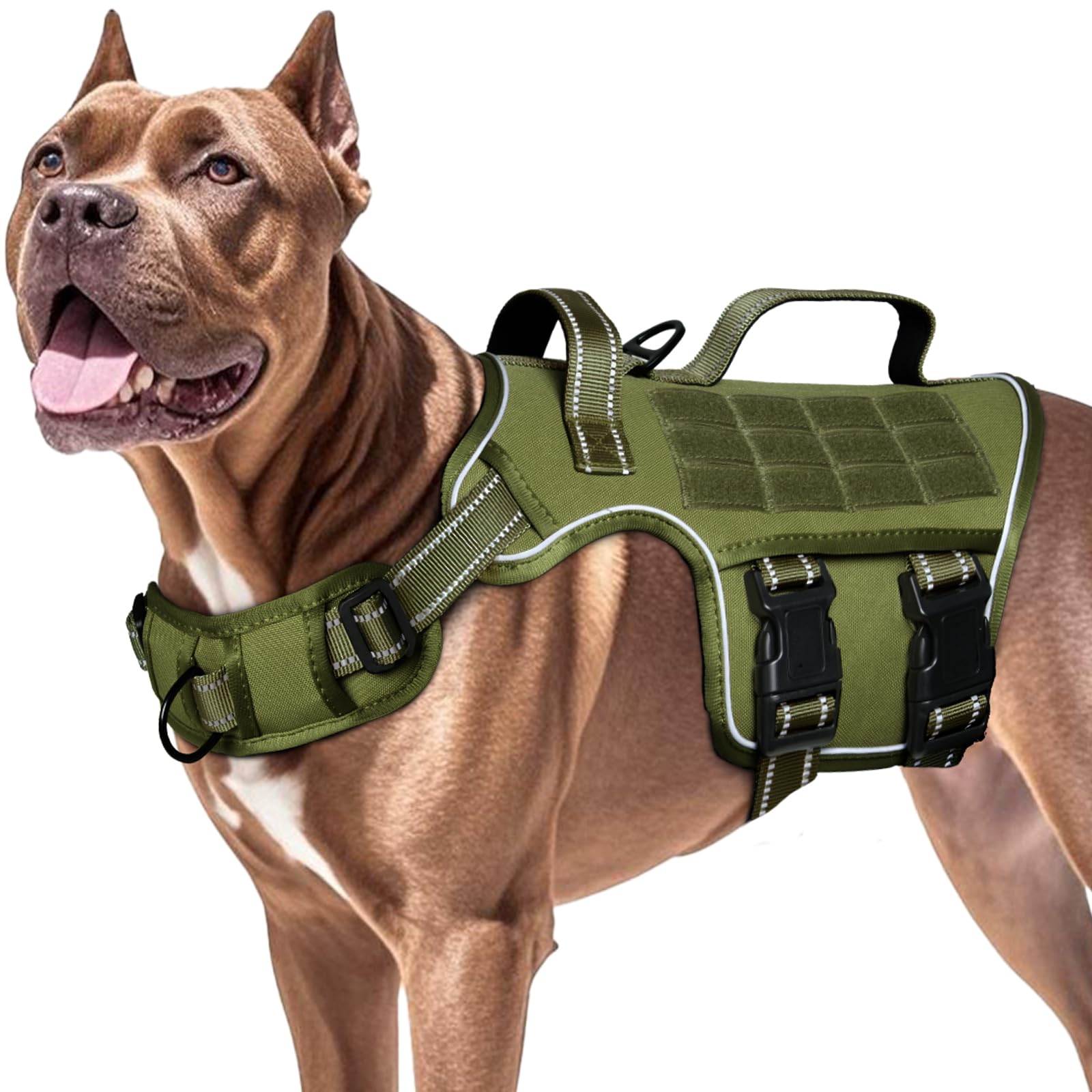 Dog Harness for Large Dogs Heavy Duty, Tactical No Pull Dog Harness with Molle System, Easy On and Off Service Dog Vest, Breatha