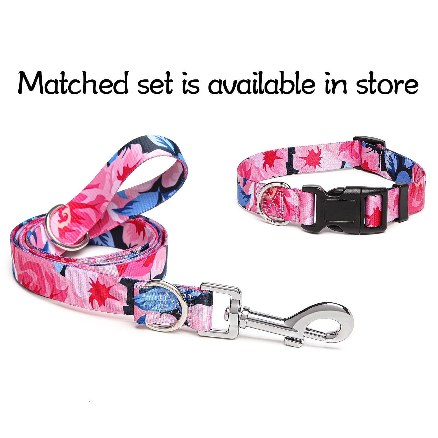Suredoo Adjustable Dog Collar With Patterns, Ultra Comfy Soft Nylon Breathable Pet Collar For Small Medium Large Dogs (S, Pink Flower)