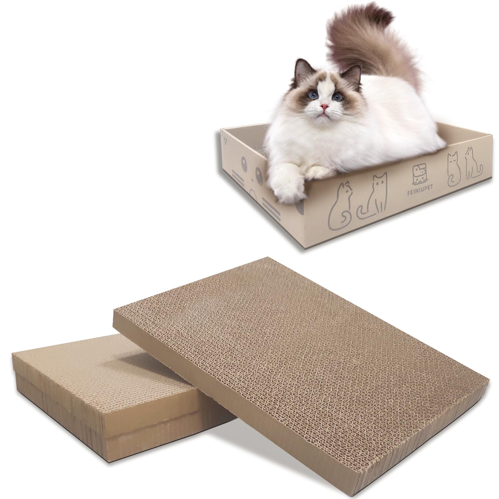 Feiniupet Refill Cat Scratching Board, 3 Packs Cat Scratch Pad, Double-Sided Design Cat Scratching Board For Cats To Playing And