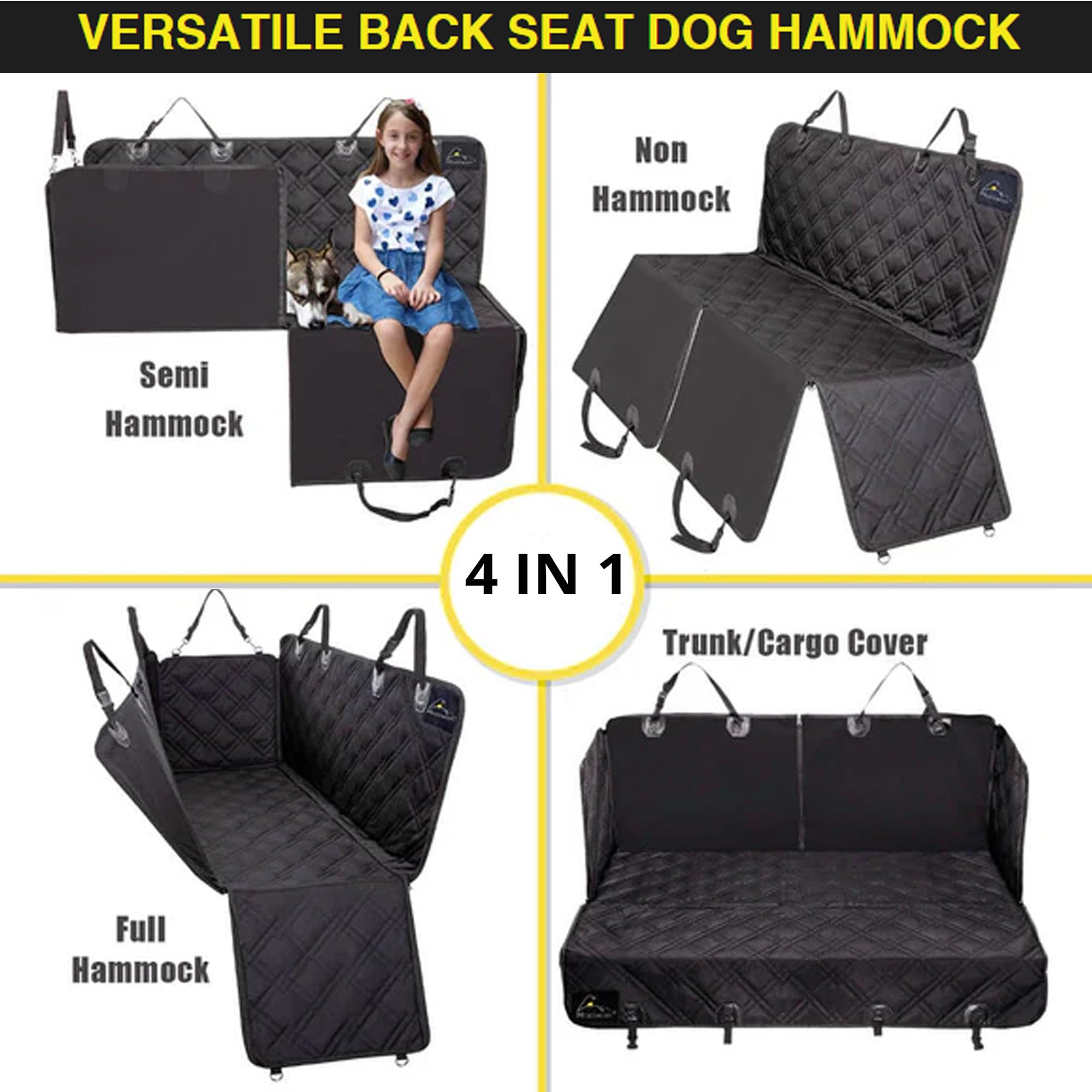 Meadowlark Xl Dog Seat Covers Unique Design & Full Car Protection-Doors,Headrests & Backseat. Extra Durable Zippered Side Flap,