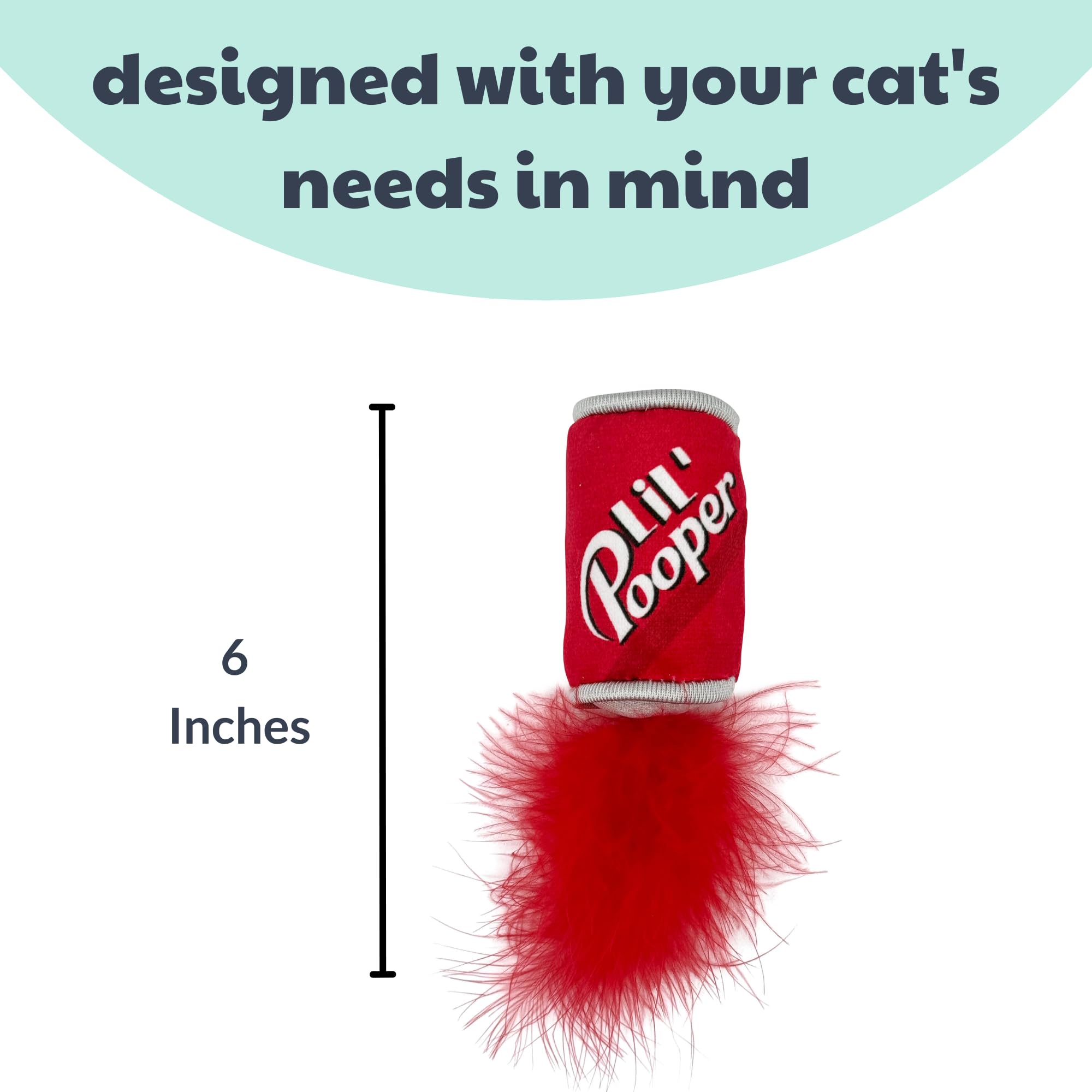 Huxley & Kent Plush Cat Toy - Lil' Pooper - Strong Catnip Filled - Soft Plush Kitty Toy With Catnip And Crinkle - Kittybelles