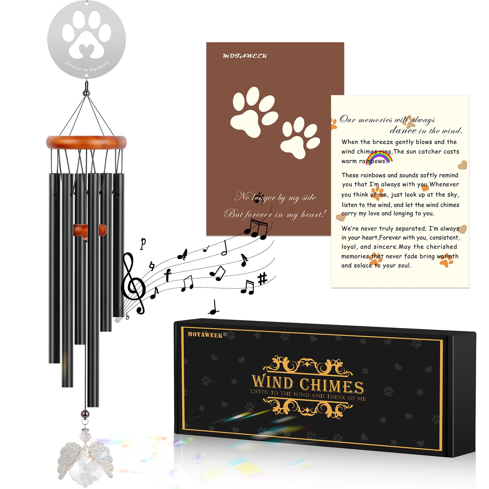 Motaweek Dog Memorial Gifts For Loss Of Dog, Pet Memorial Wind Chime, Loss Of Pet Sympathy Gift, Pet Memorial Suncatcher, Dog Re
