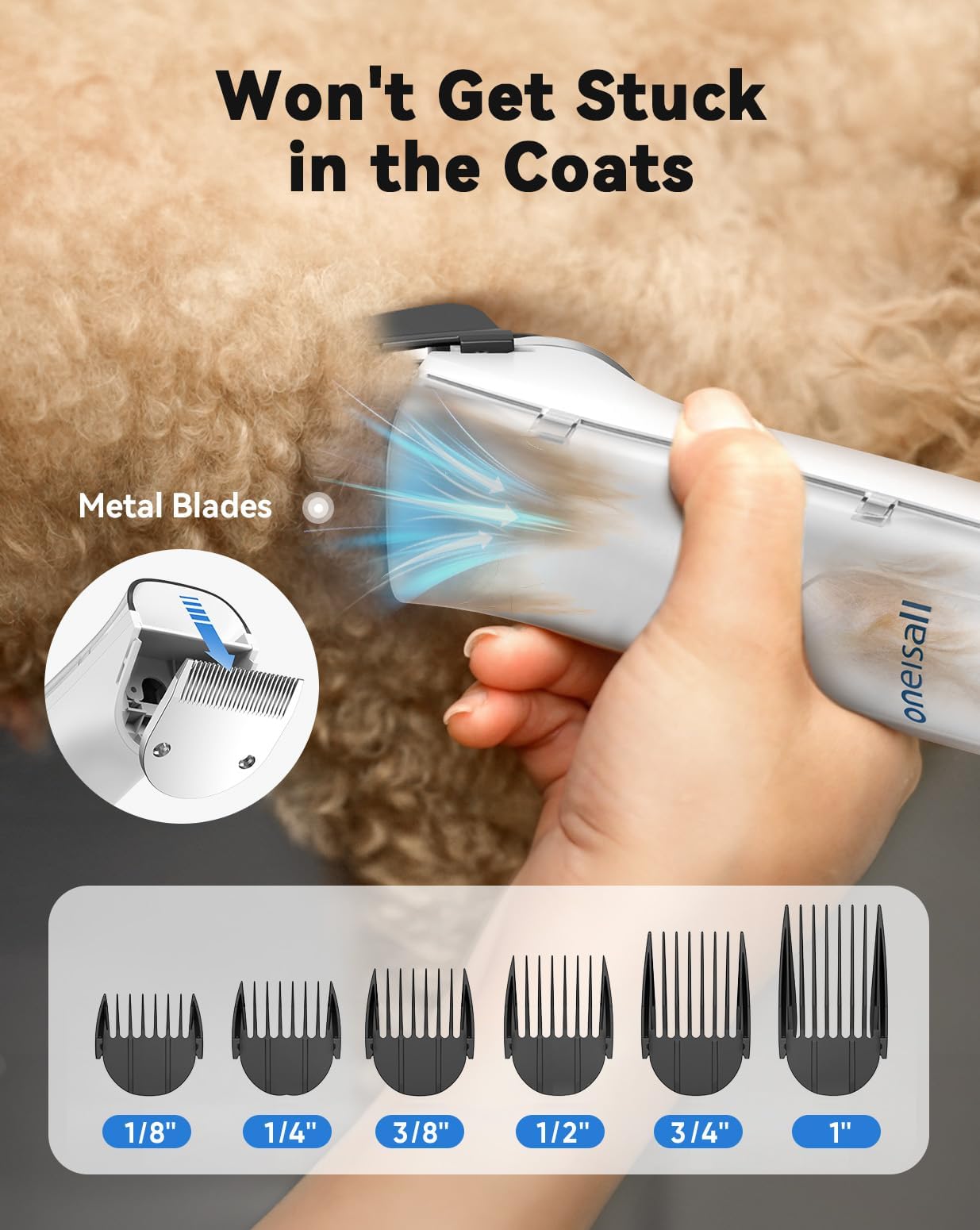 Oneisall Dog Vacuum & Dryer For Shedding Grooming, 8 In 1 Dog Grooming Kit With Metal Blades Pet Clippers, Adjustable Speed And Temperature Control Dog Blower