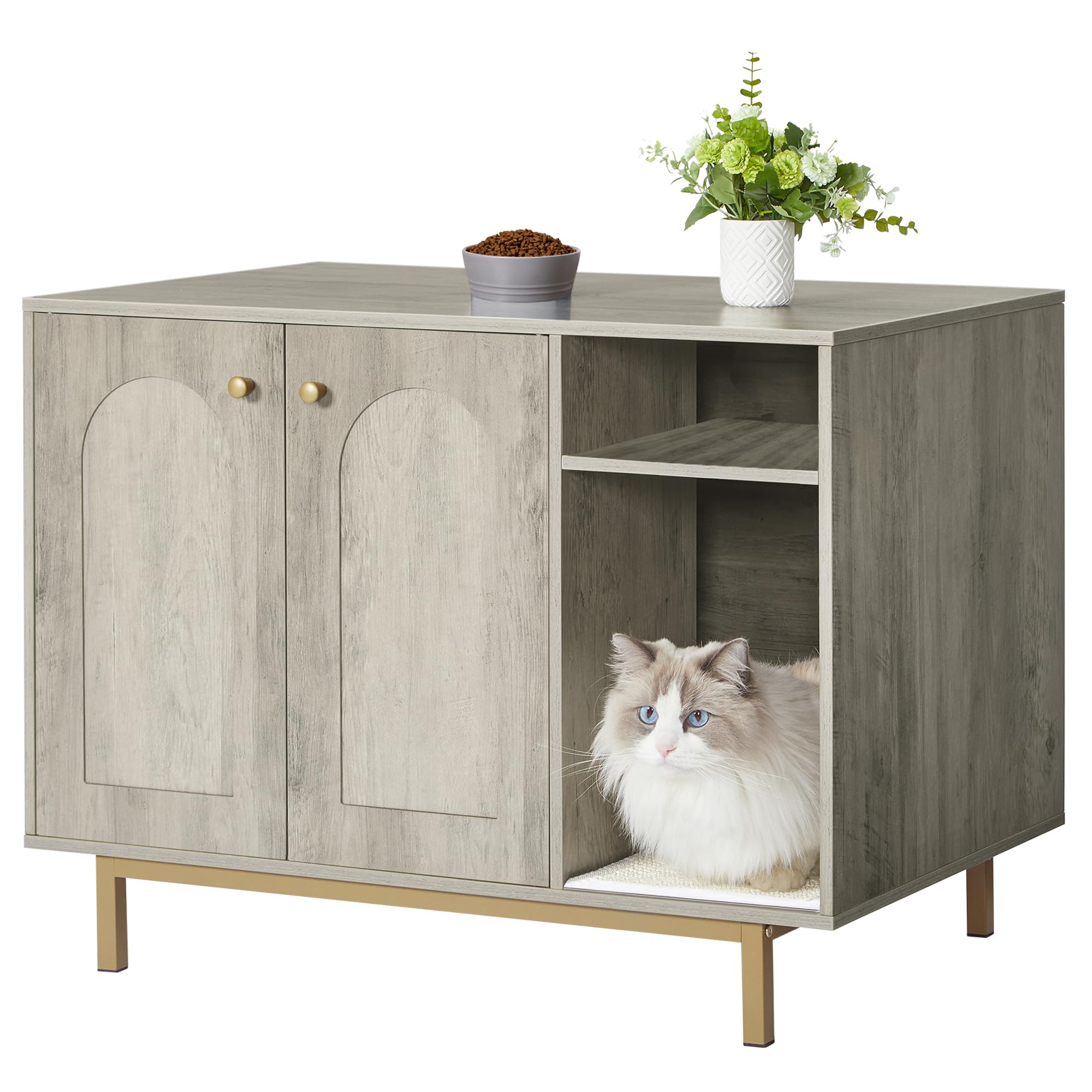 Hzuaneri Cat Litter Box Enclosure, Hidden Litter Box Furniture, Wooden Pet House Side End Table, Storage Cabinet Bench, Fit Most