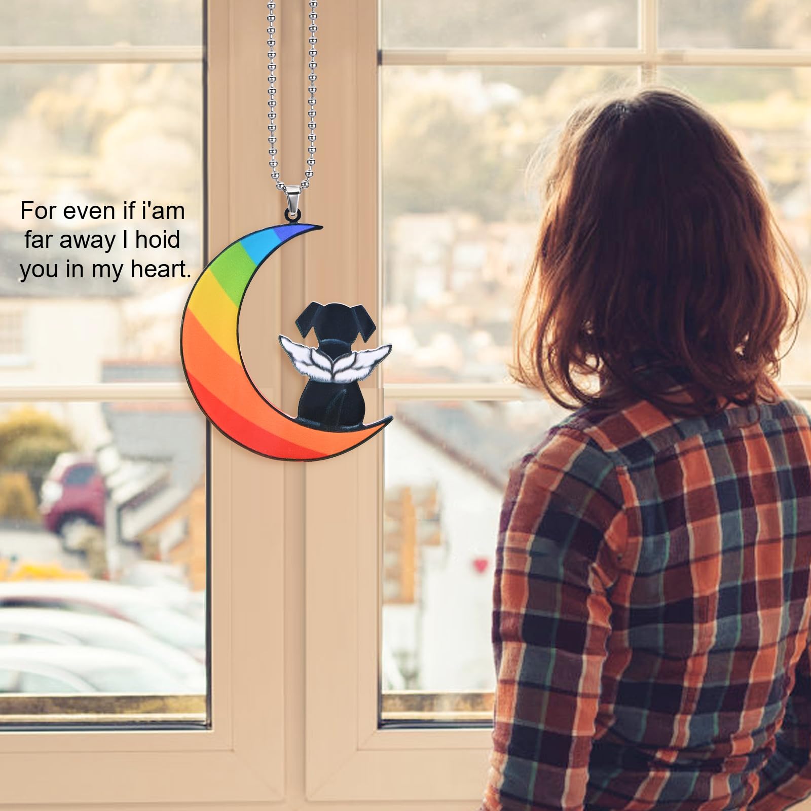 Dog Memorial Gifts For Loss Of Dog - Dog On The Moon Pet Remembrance Gift Dog Car Mirror Hanging Accessories - Dog Memorial Sunc