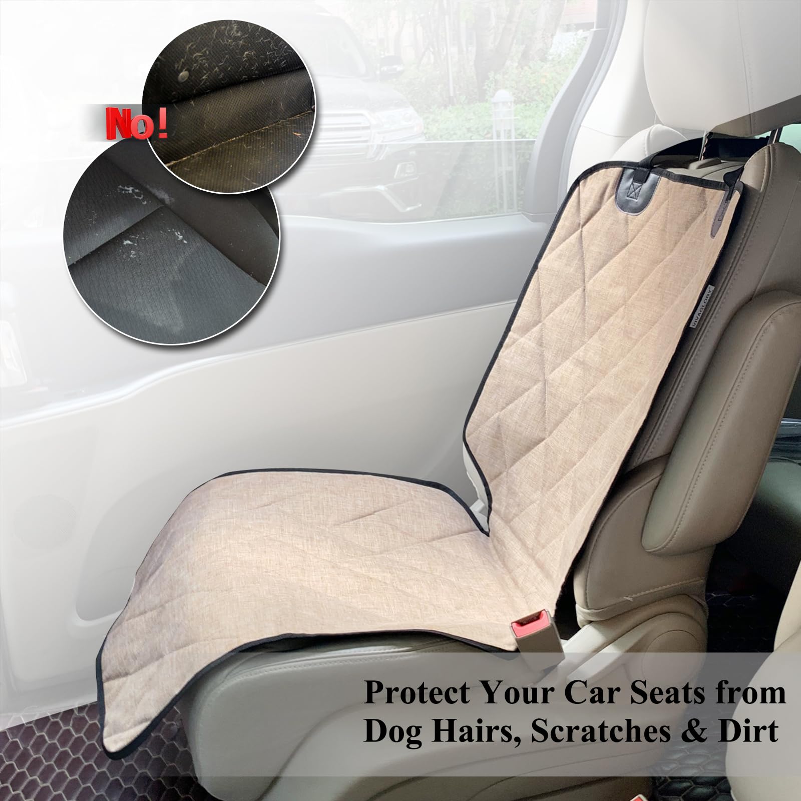 VIVAGLORY Front Dog Seat Covers, 2PACK No-Skirt Design 4 Layers Quilted & Durable 600D Oxford Dog Seat Cover for Most Cars, SUVs