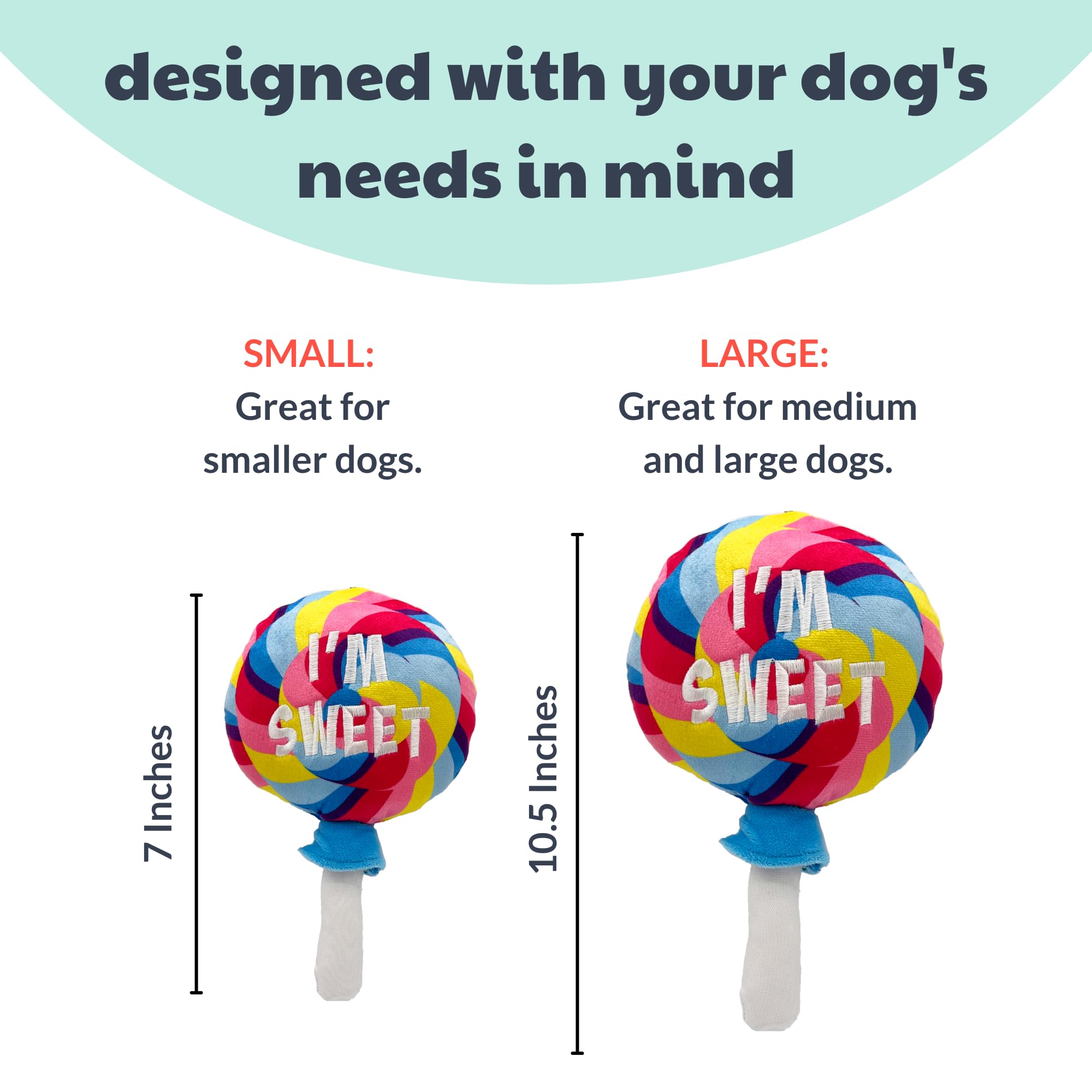 Huxley & Kent For Dogs - I'M Sweet Lollipop (Small) - Easter Spring - Power Plush Funny Dog Toy With Squeaker - Fun, Durable, An