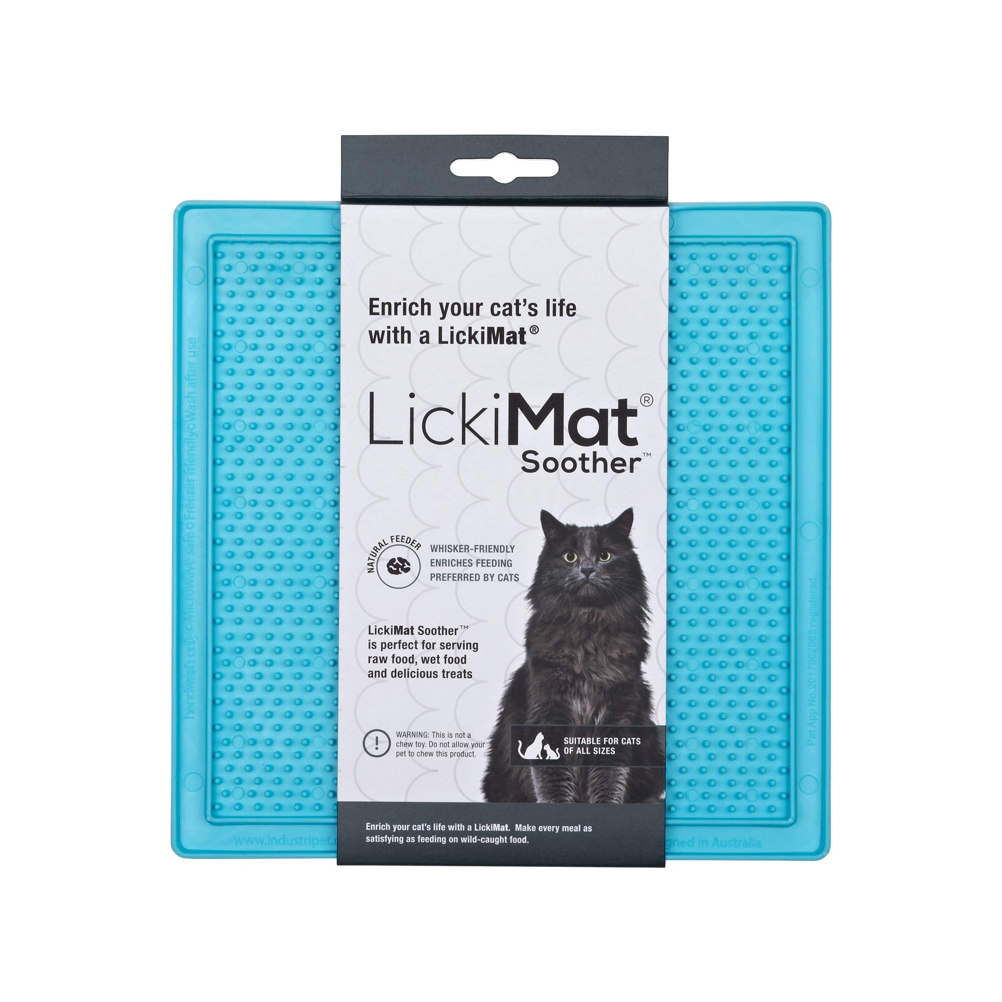 LickiMat Classic Soother, Cat Slow Feeder Lick Mat, Boredom Anxiety Reducer; Perfect for Food, Treats, Yogurt, or Peanut Butter.