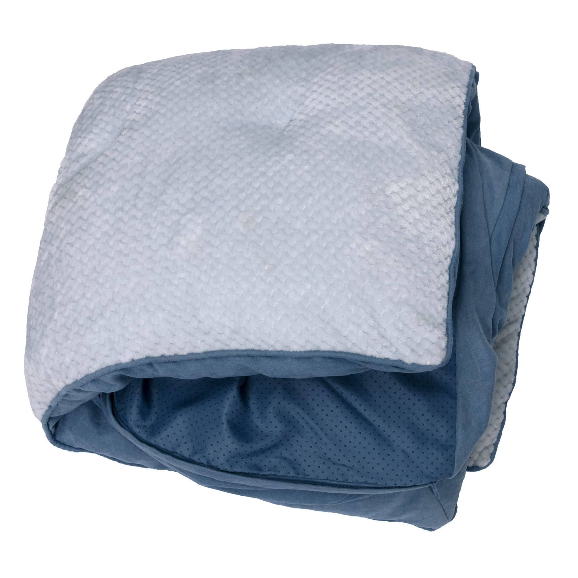Furhaven Replacement Dog Bed Cover Minky Plush & Suede Pillow Top Mattress, Machine Washable - Stonewash Blue, Jumbo (X-Large)