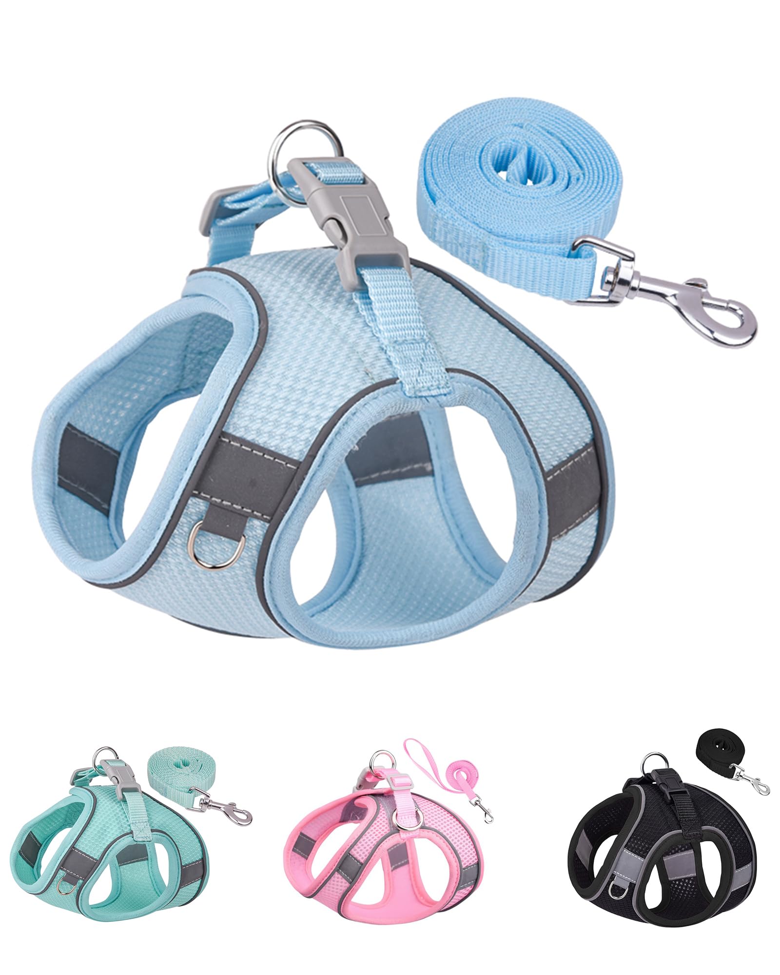 SOLMOONY Dog Harness for Small Medium Large Dogs No Pull, Puppy and Leash Set, Dogs, Step in Harness, mesh Harness. (Bule, XS)