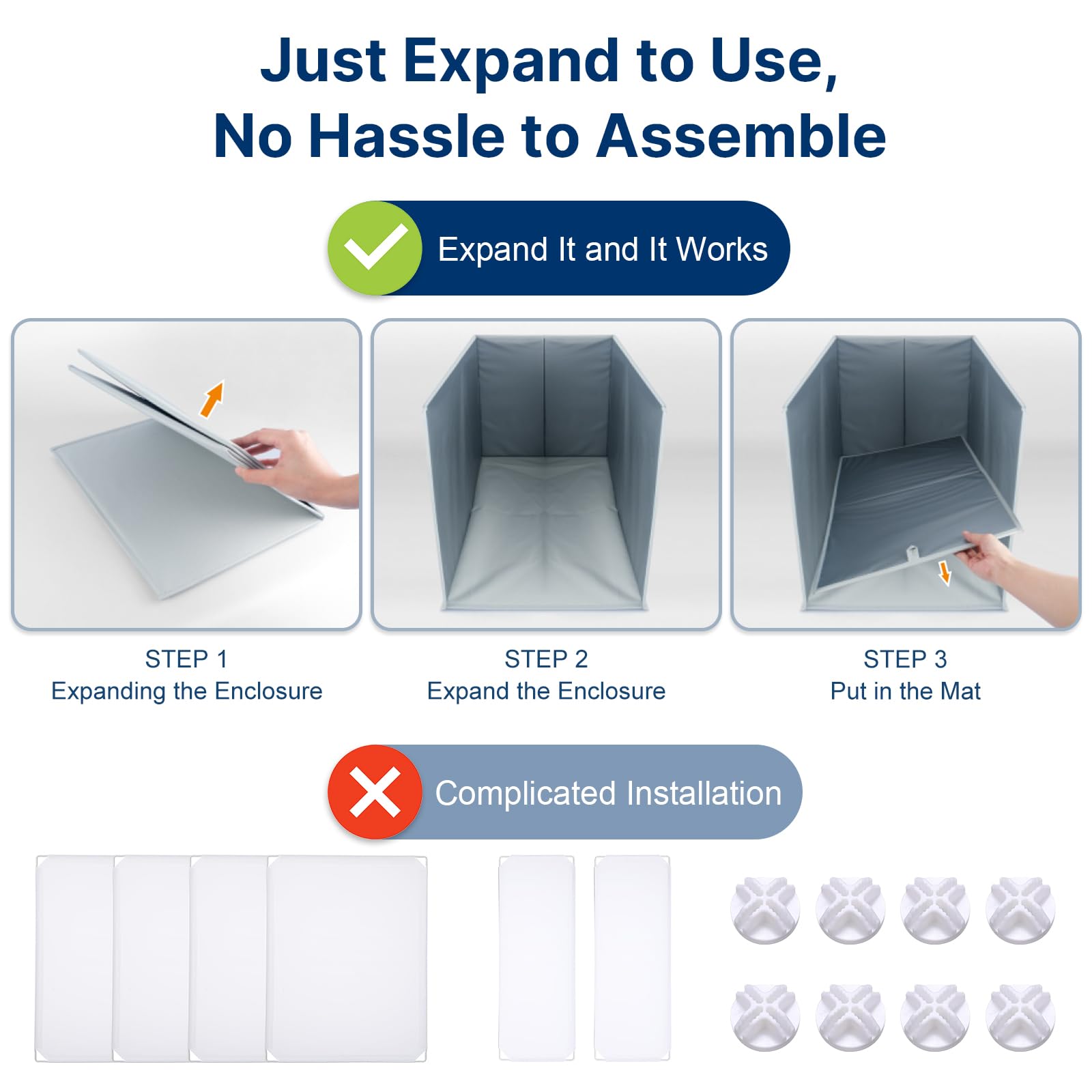 27.76'' L  19.5'' W  16.93'' H Cat Litter Box Enclosure Splash Guard With Removable Mat, High Sided Large Litter Box Shield For