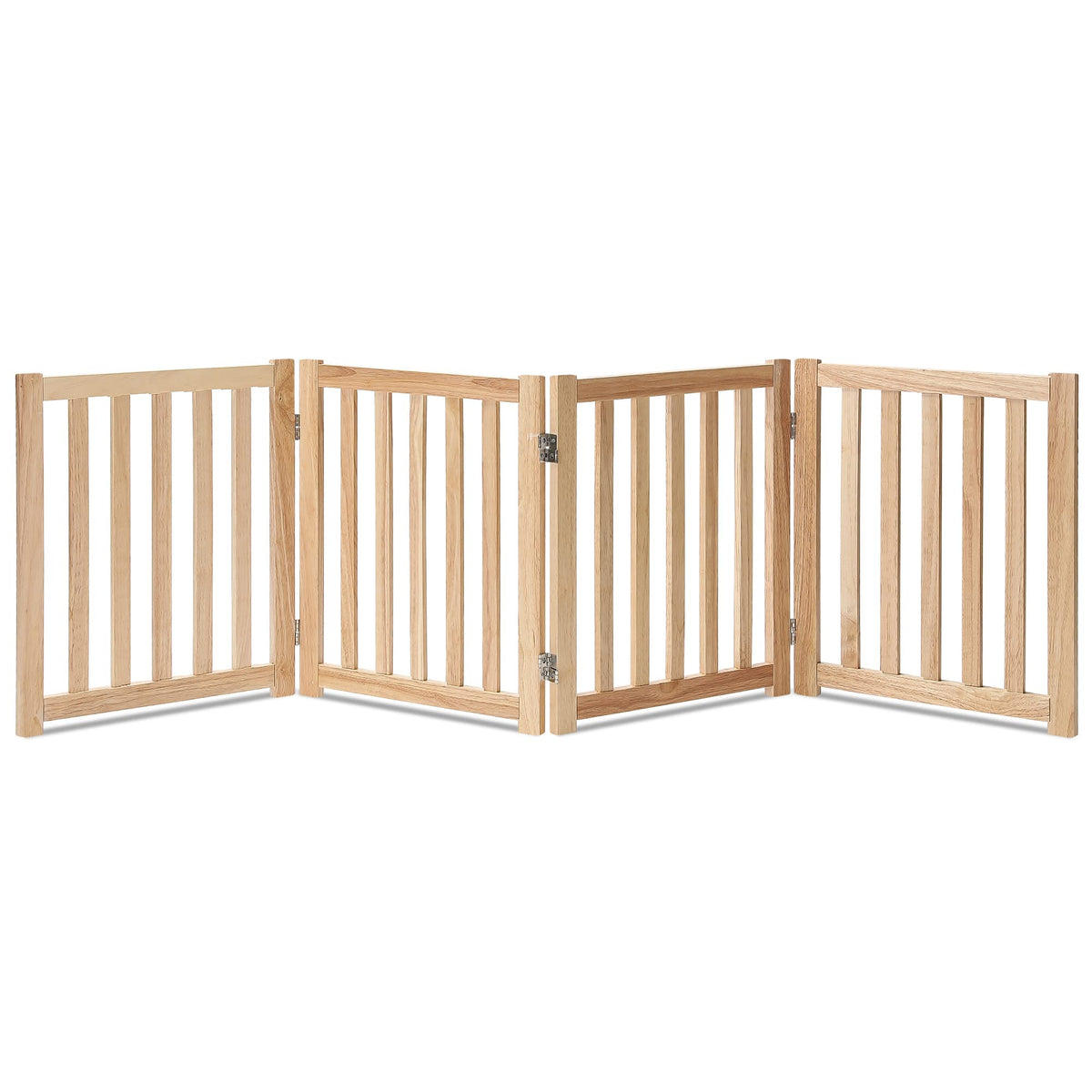 Lzrs Solid Hardwood Freestanding Pet Gate,Wooden Dog Gates For Doorways,Nature Wood Dog Gates For The House,Dog Gate For Stairs,Freestanding Indoor Gate Safety Fence,Natural,24' Height-4 Panels