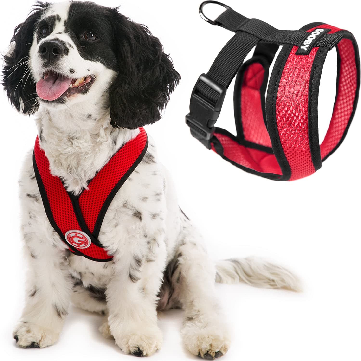 Gooby Comfort X Head In Harness - Red, Large - No Pull Small Dog Harness, Patented Choke-Free X Frame - Perfect On The Go Dog Ha