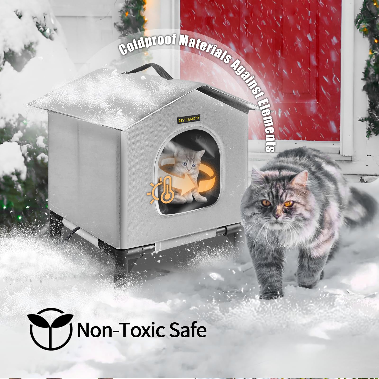 Heated Cat House For Indoor Cats In Winter, Waterproof, Fully Insulated Shelter For Stray And Feral Cats, Great For Cat Houses F