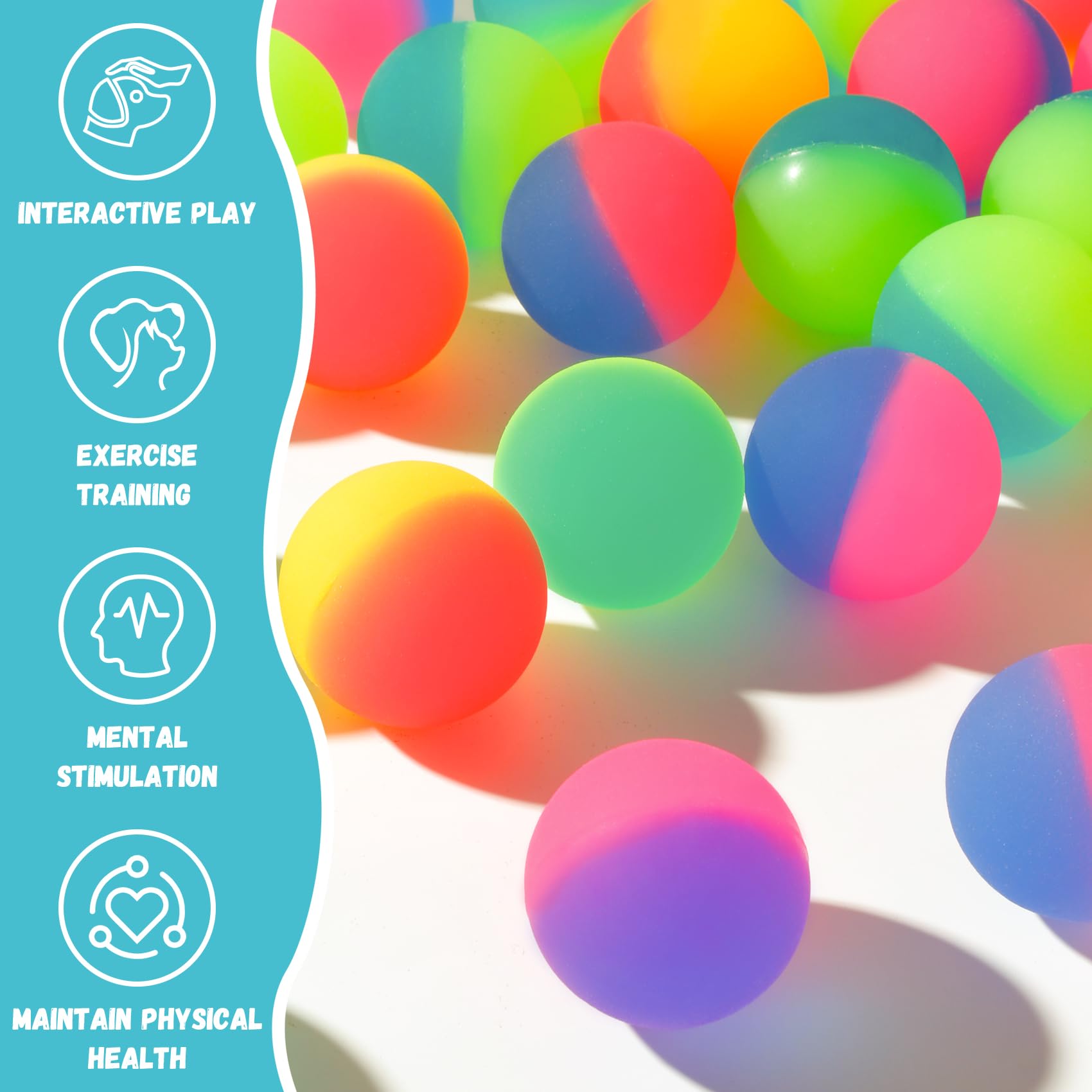 Cipsken Cat Toy Bouncy Balls, 12 Pack 1.65 Inch High Elasticity Bouncing Balls For Cats, Colorful Interactive Pet Toy Gift For P