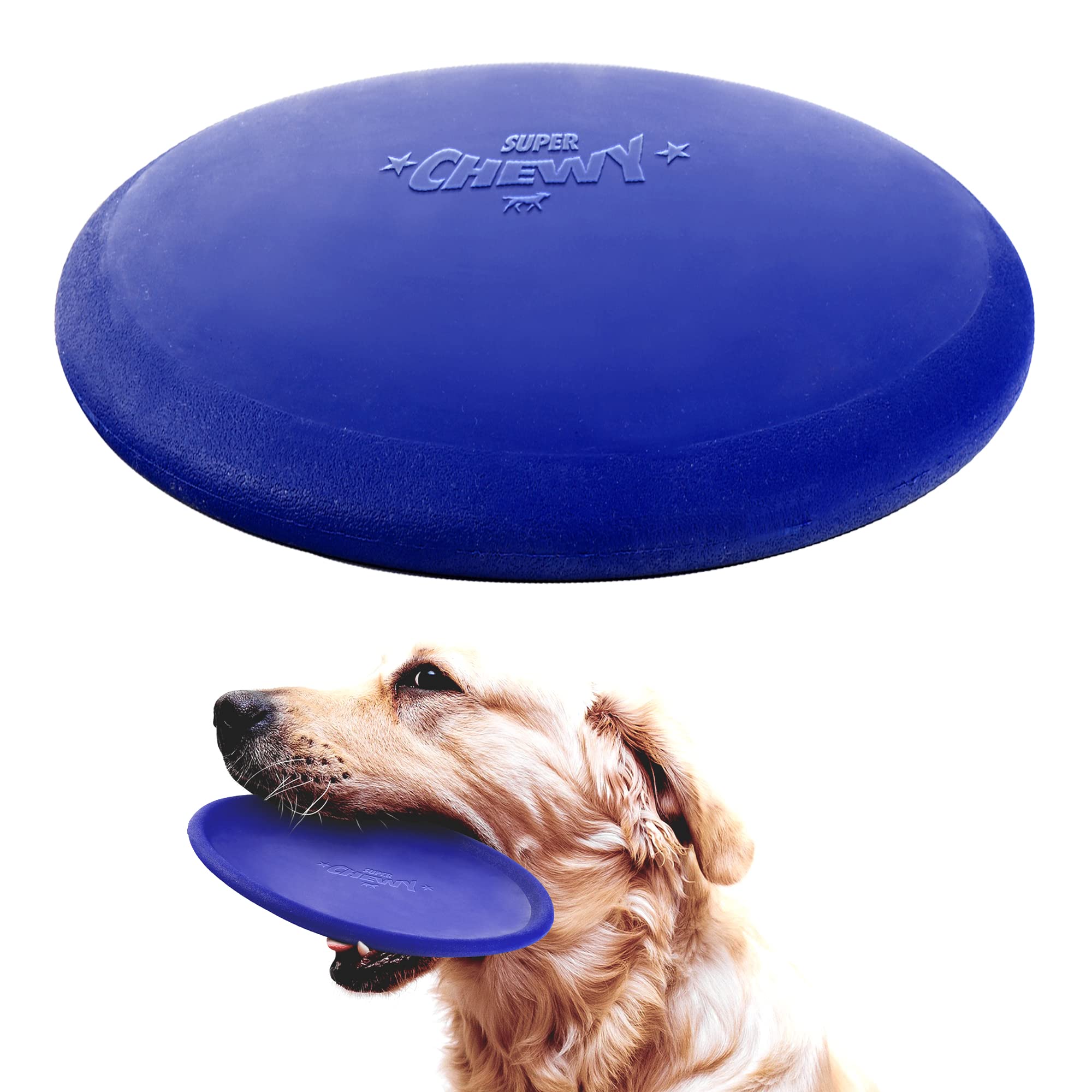 SuperChewy Tough Flying Disc Toy | Lifetime Replacement | Strong Natural Rubber | Great Dog Fetch Toys | Rubber Disc Toy for Dog