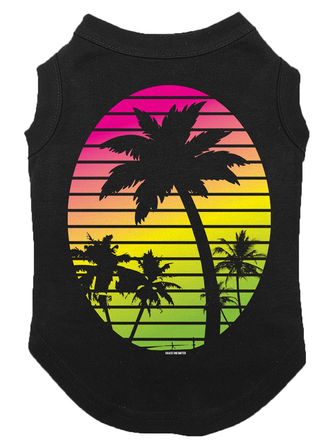 Palm Tree Scene - Dog Shirt (Black, Large)