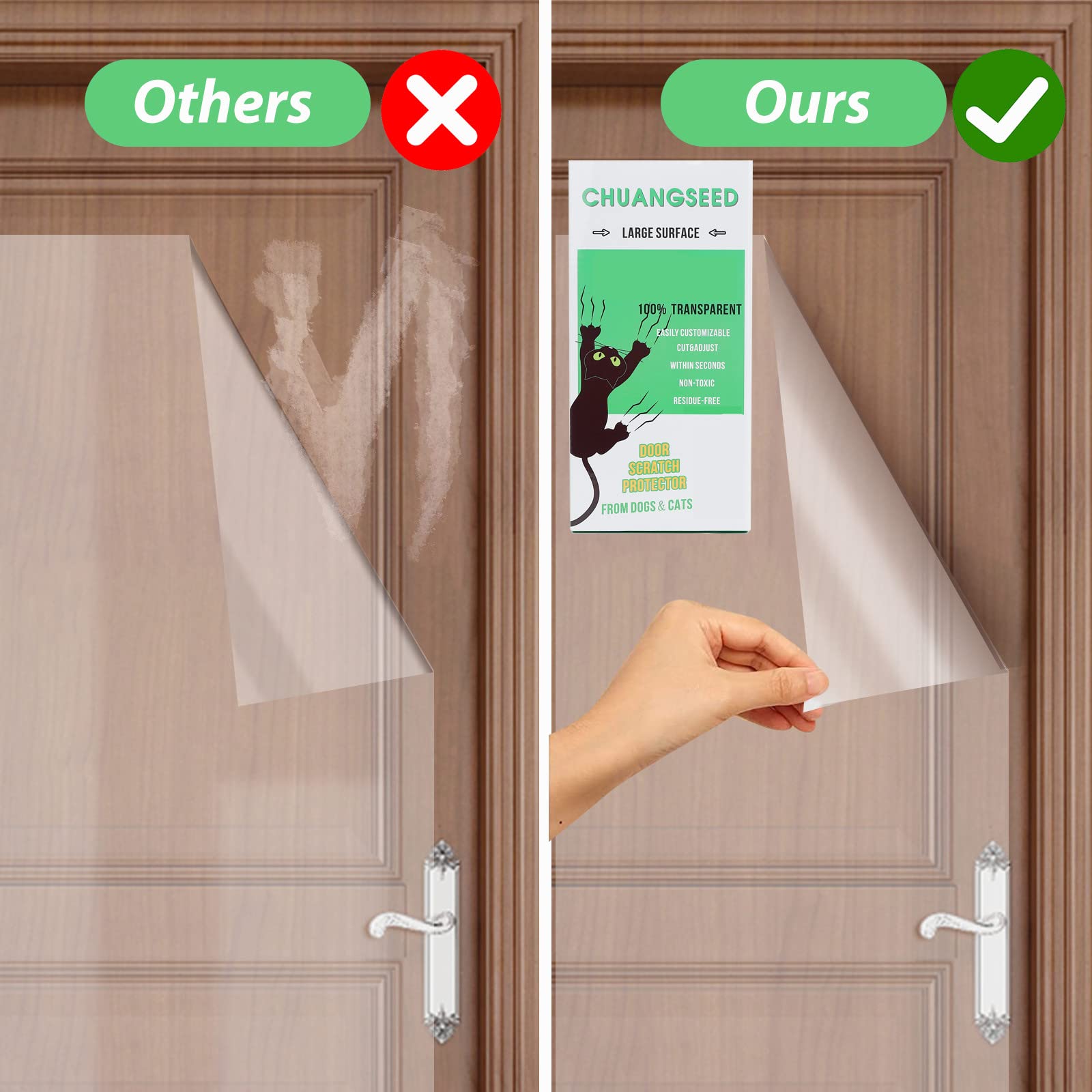 Door Protector From Dog Scratching 200'' X 8.2'' Cat Scratch Door Frame Single Sided Adhesive Protector Anti Dog Scratch Door Gu