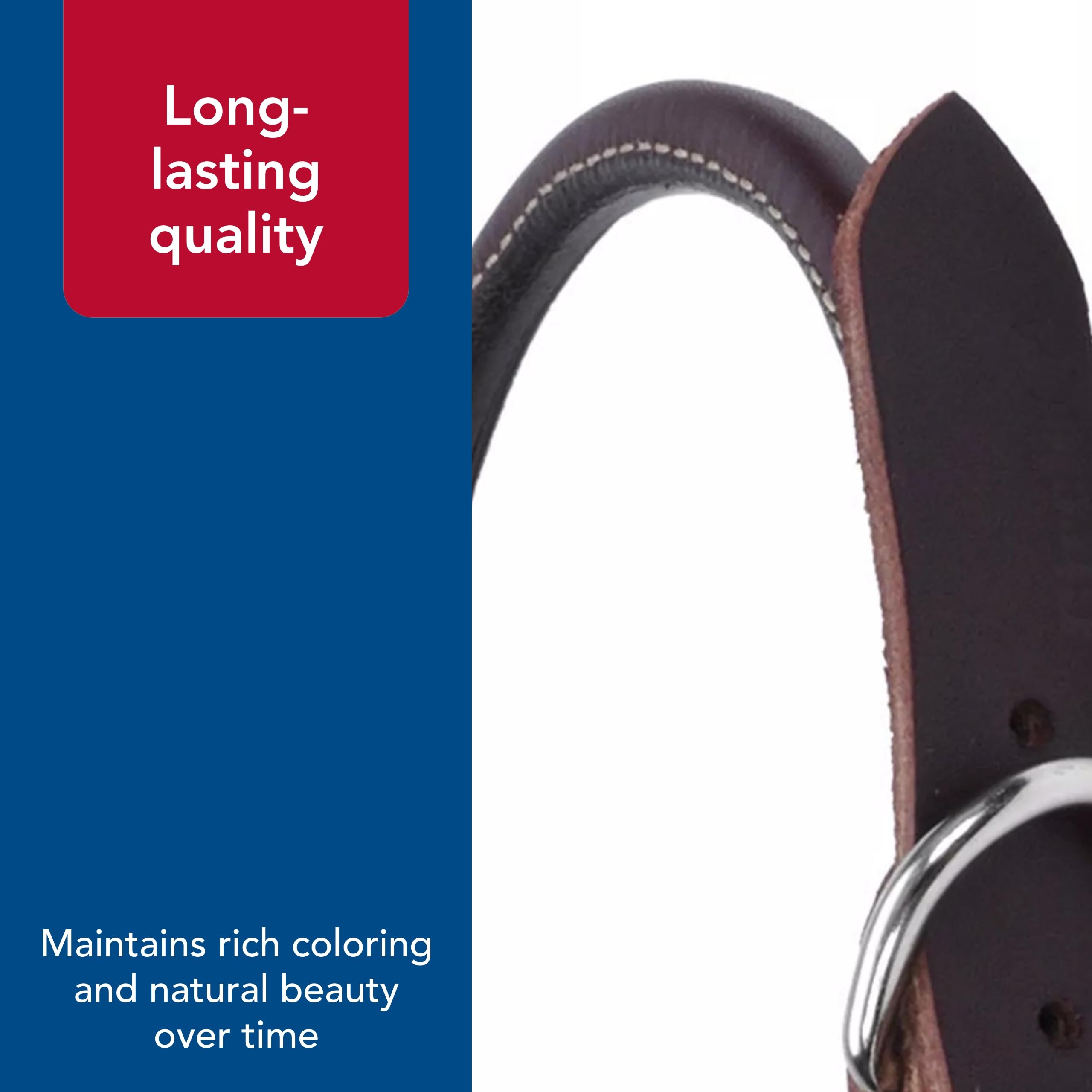 Coastal Pet Circle T Latigo Leather Round Dog Collar - Handcrafted Leather Pet Collar For Dogs - Comfortable For Dogs With Long Hair Or Sensitive Skin - 3/8' X 20'
