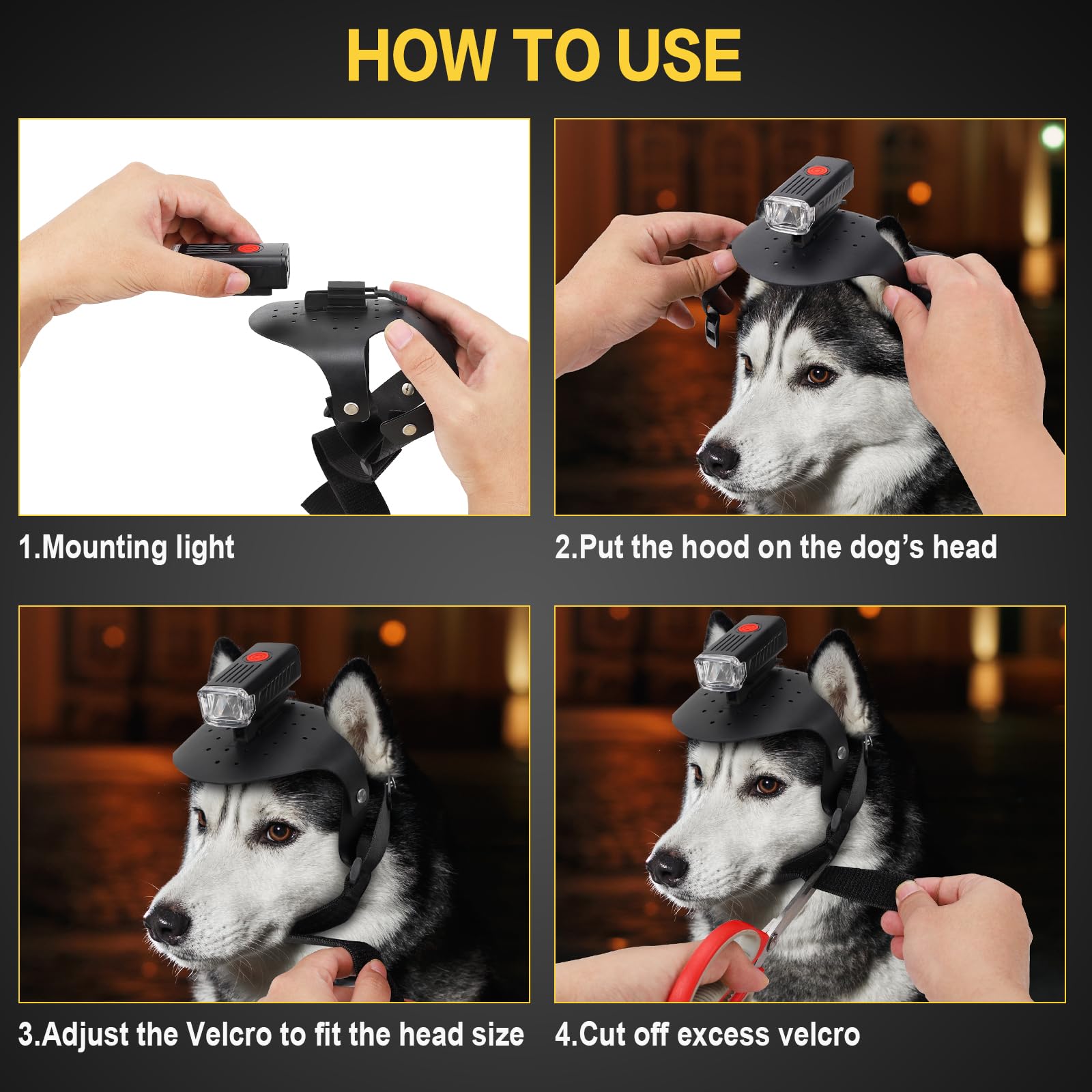 Dog Head Lights For Small And Medium Sized Dogs, 3 Light Modes Dog Collar Light, Usb Rechargeable Waterproof Pet Walking Accesso