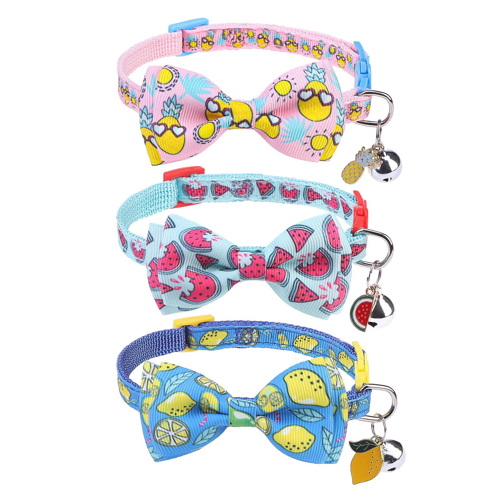 Scenereal Breakaway Cat Collar With Bell, 3 Pack Safety Adjustable Cat Collars With Pendant, Personalised Puppy Kitten Collar Wi