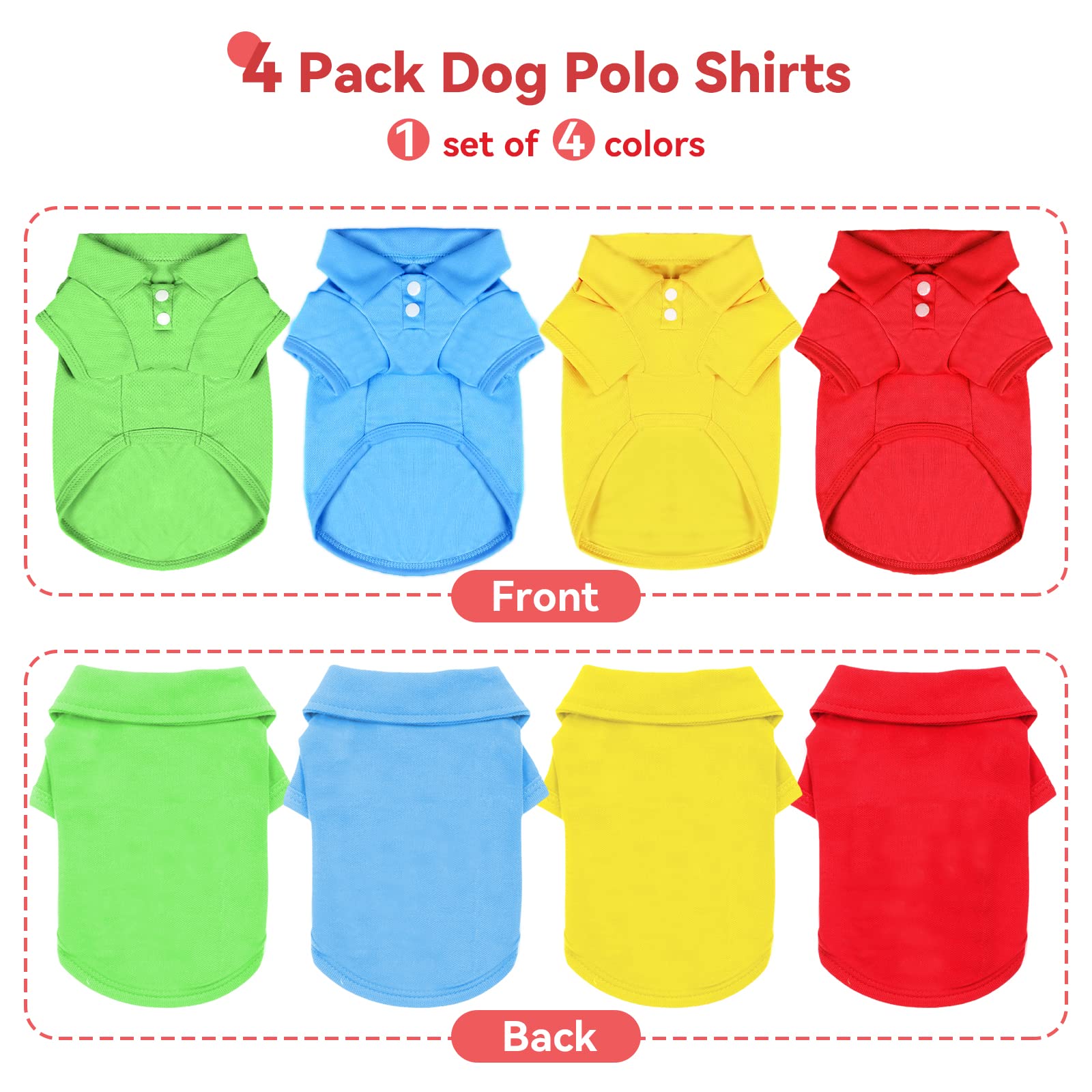 Doggyzstyle 4 Pieces Dog Shirts Collared Polo T-Shirts For Small Medium Dogs Cats Boy Girl Dog Clothes Breathable Doggy Sweatshi