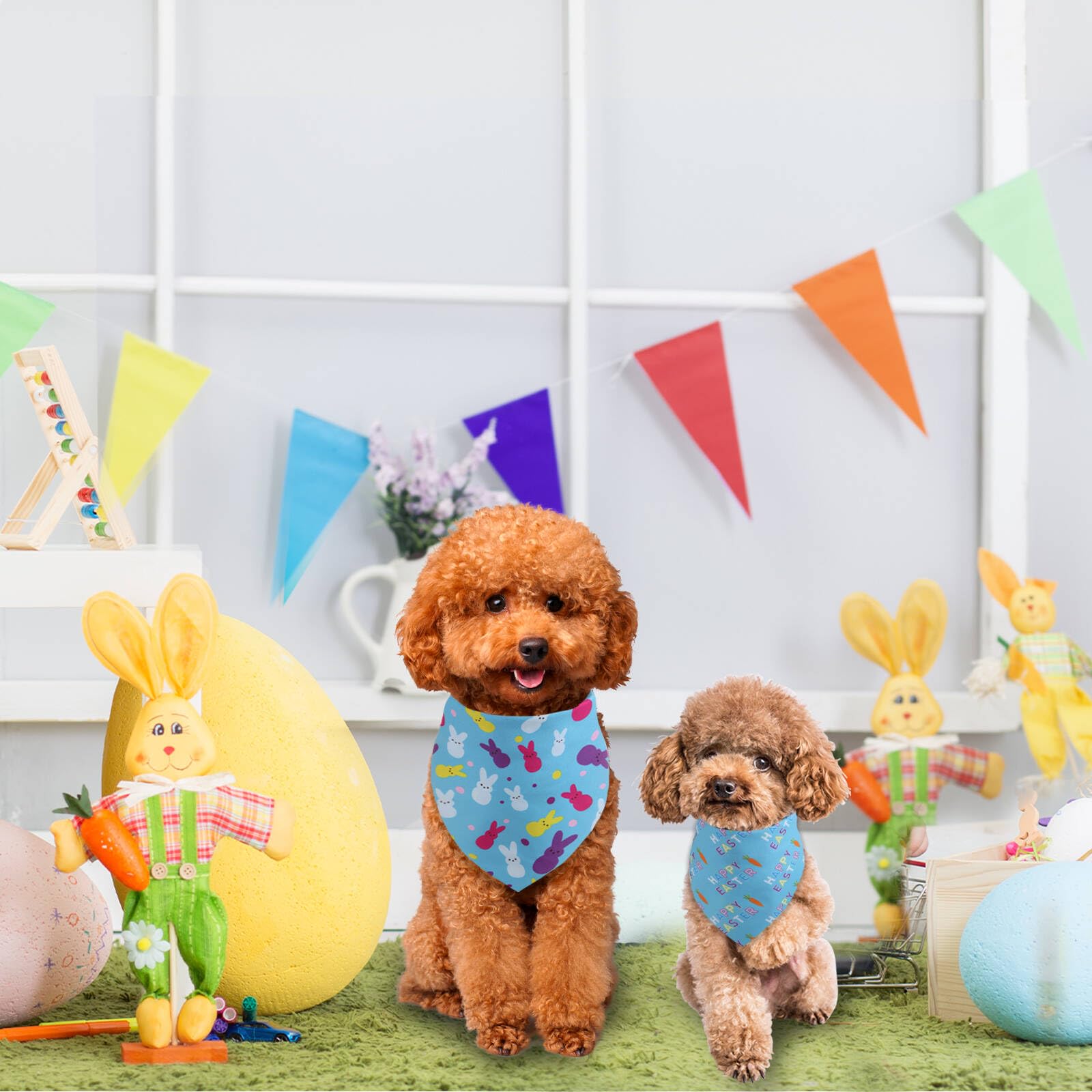 Gofshy Easter Dog Bandana -1 Pack, Premium Durable Triangle Reversible Dog Scarf, Adjustable Puppy Bandana Breed Bib Handkerchie
