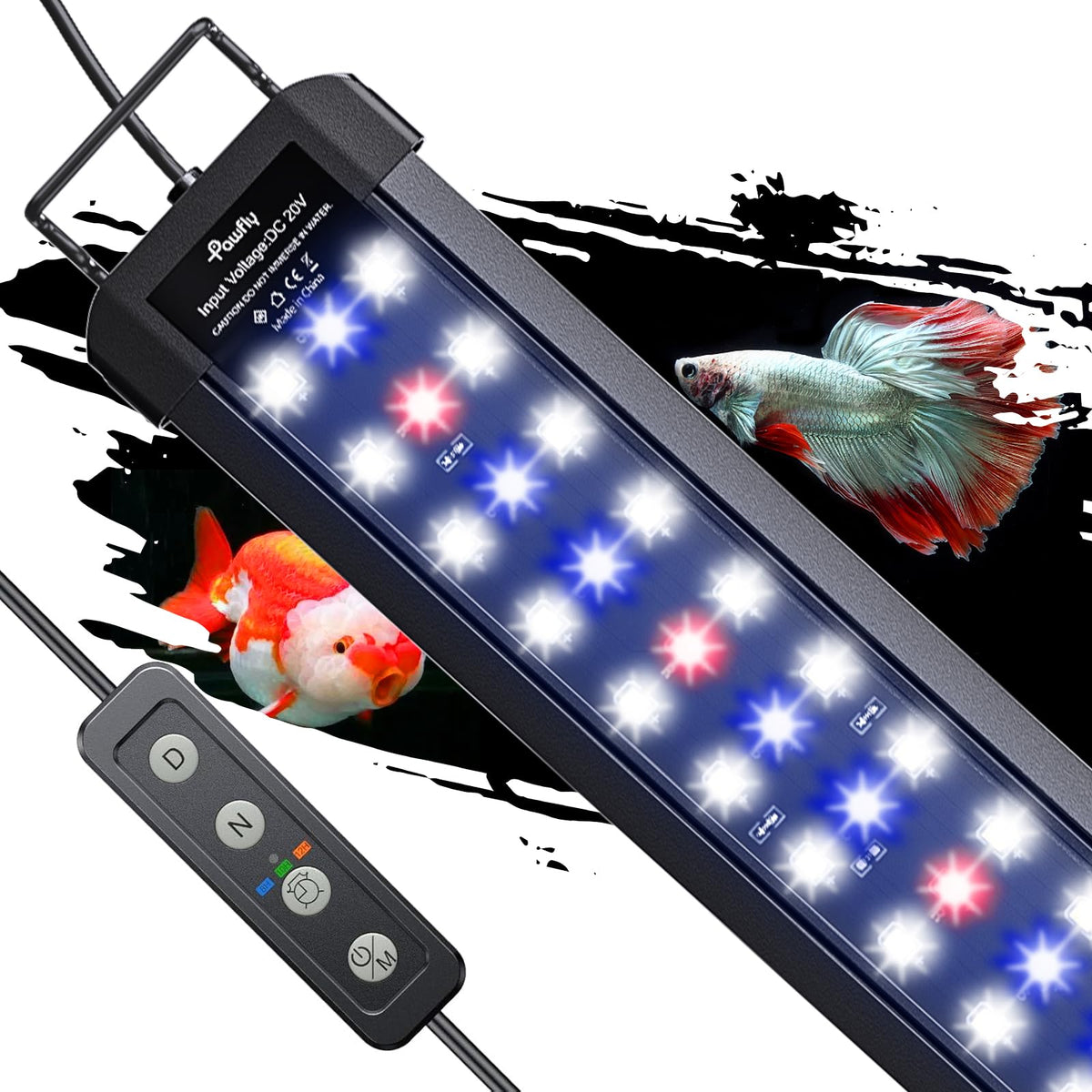 Pawfly 18 W Aquarium Led Light For 24 To 30 Inch Extendable Fish Tank Light With Full Spectrum Brilliant White Blue Red Lights W
