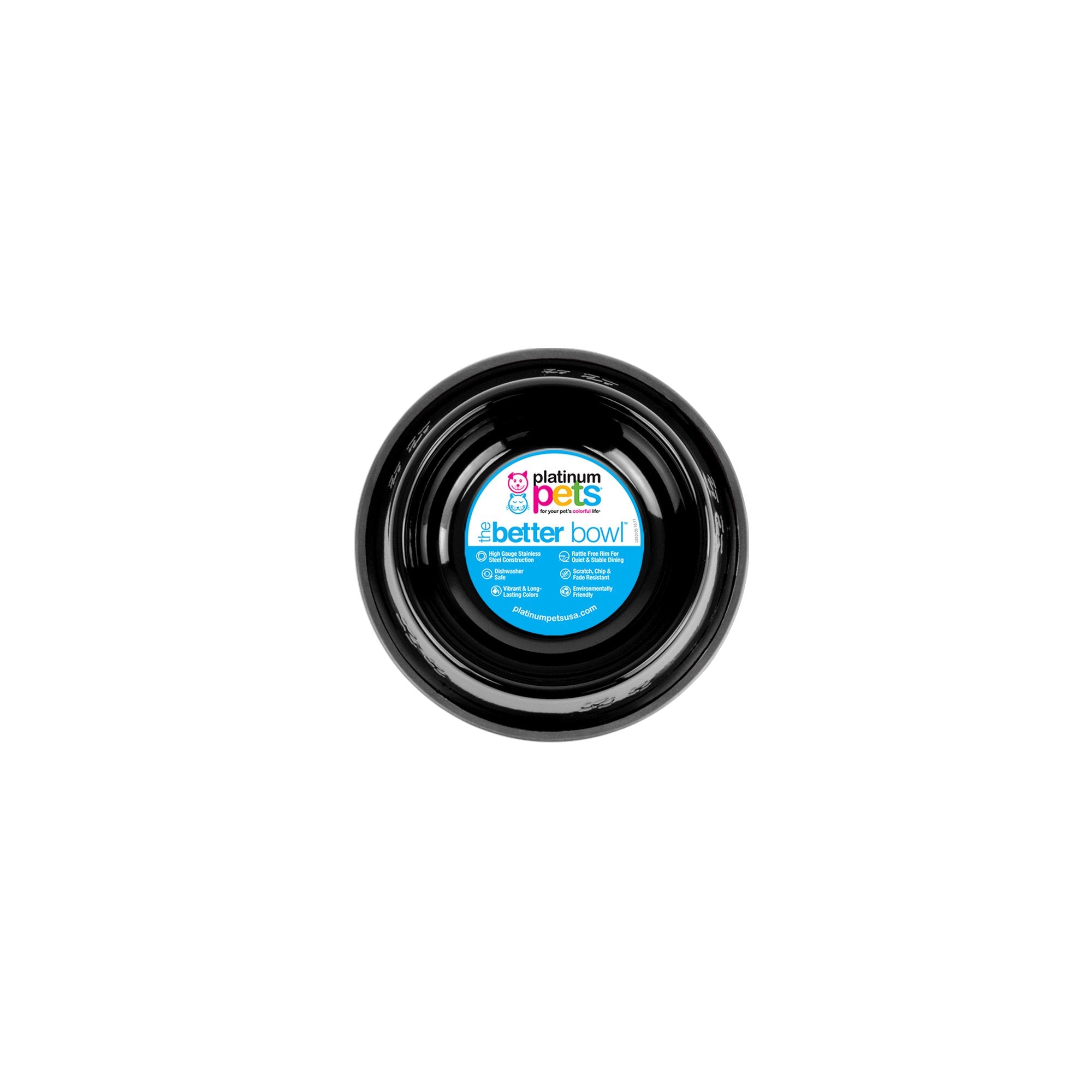 Platinum Pets Non-Tip Stainless Steel Dog Bowl, 6 Oz, Midnight Black, X-Small