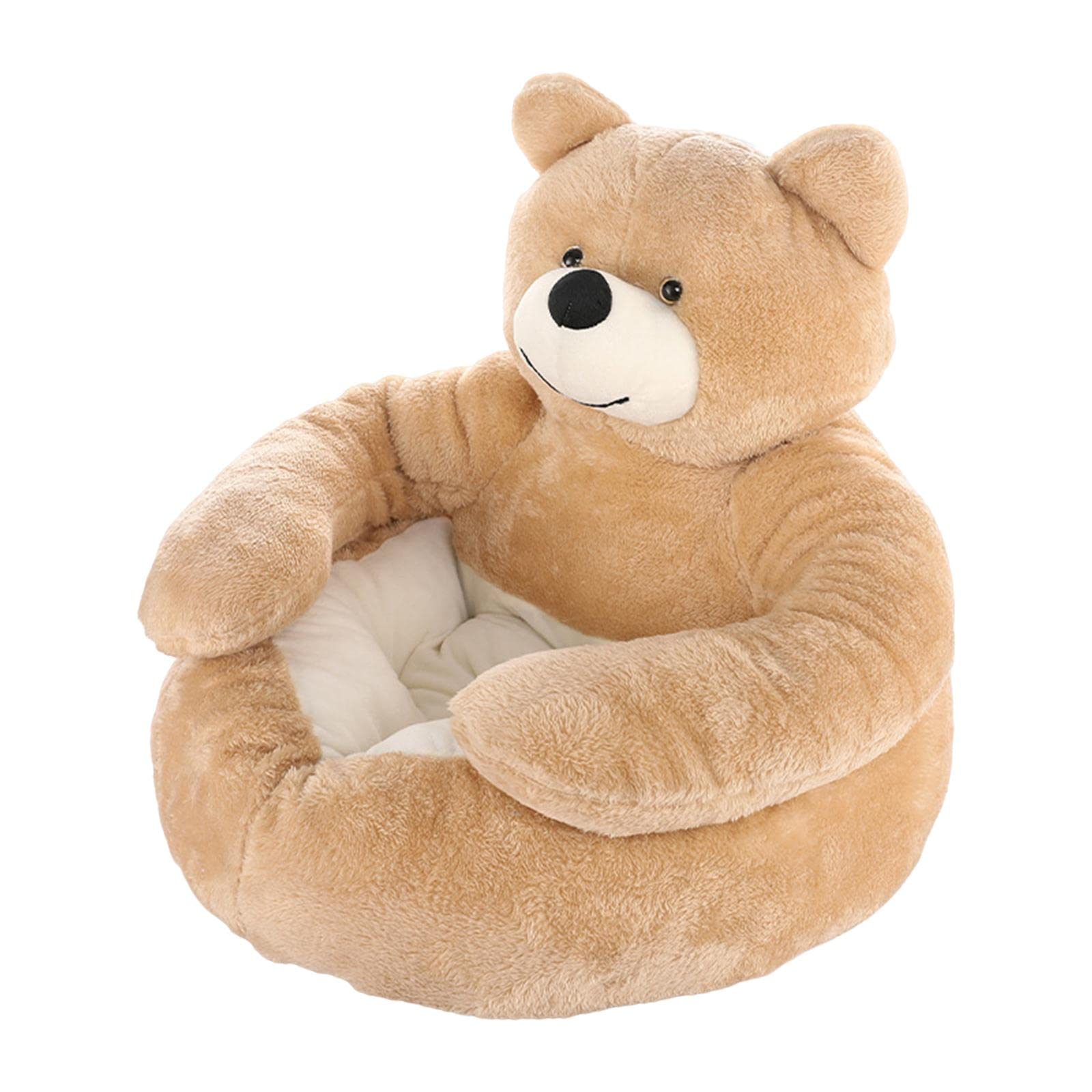 Soft Pet Bed Sofa Machine Washable Lovely Support Cartoon Dog House Cat Nest Khaki Small
