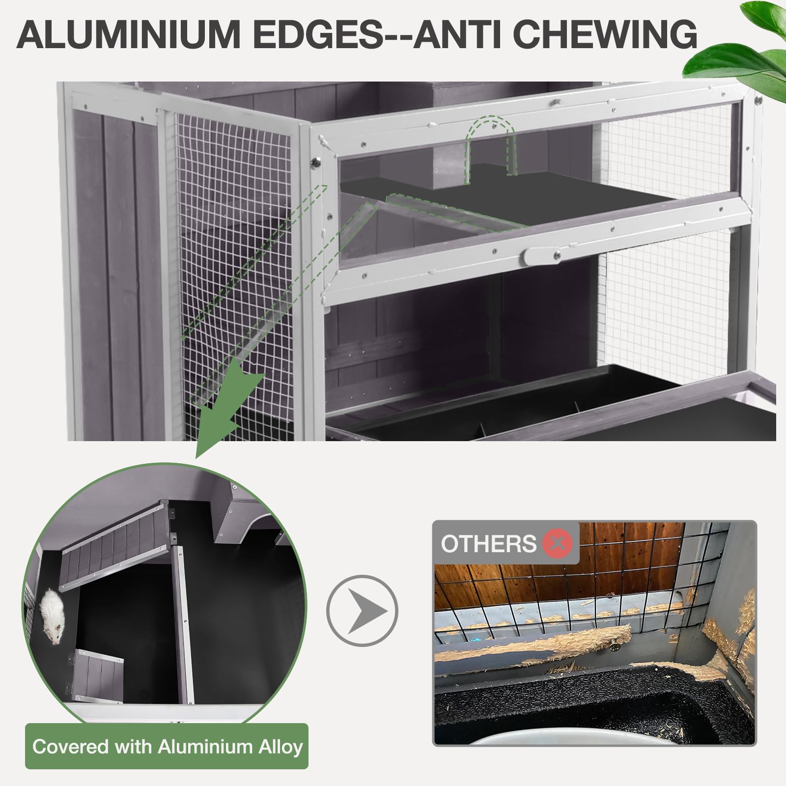 Medehoo Guinea Pig Cage, Moveable Metal Frame Hamster Cage Anti-Chewing With Aluminium Alloy Edge, Hideouts, Ramps, Seesaws Chew