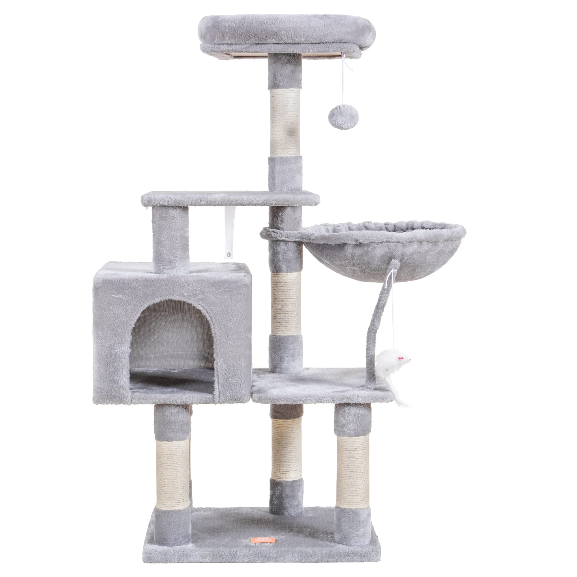 Heybly Cat Tree With Toy, Cat Tower Condo For Indoor Cats, Cat House With Padded Plush Perch, Cozy Hammock And Sisal Scratching 