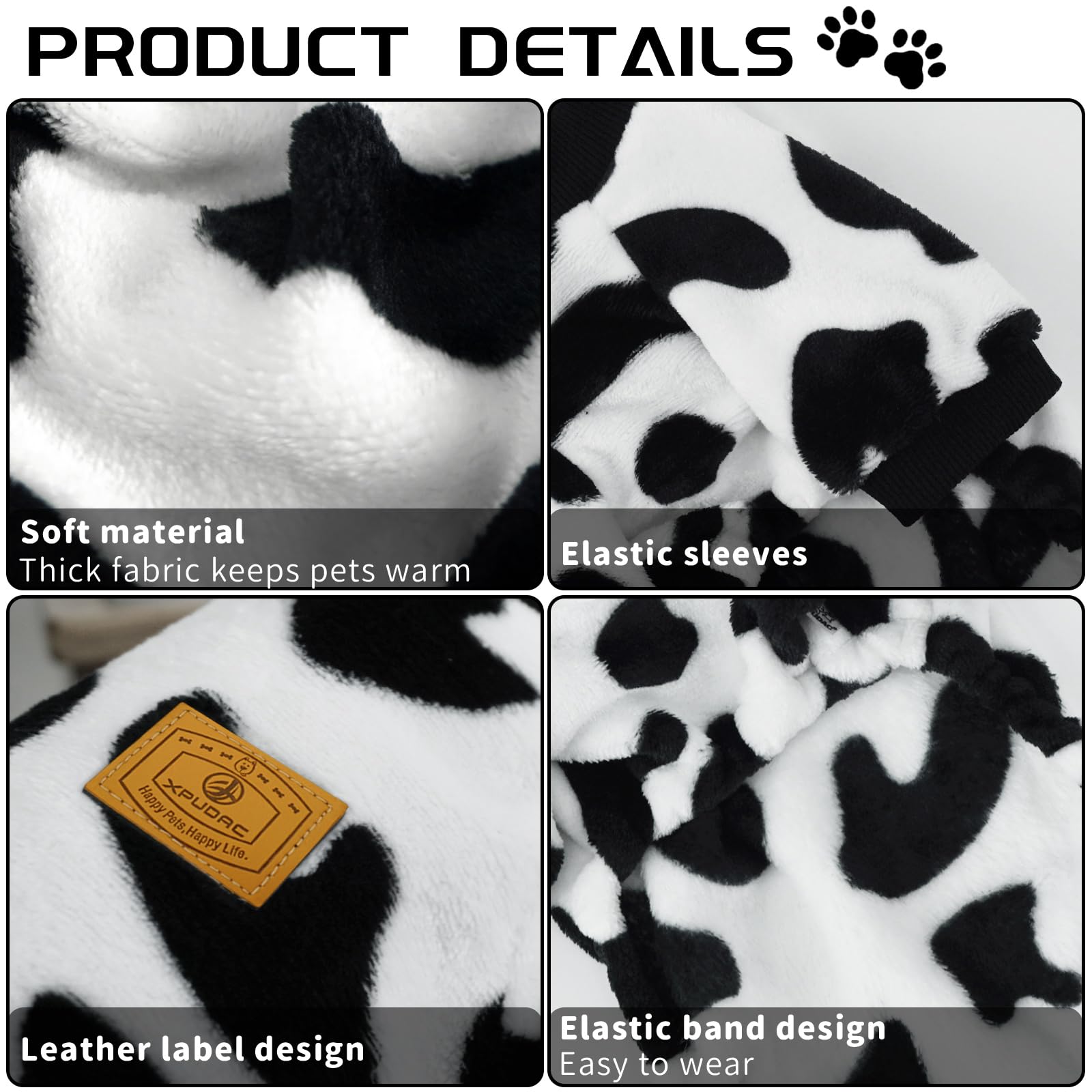 XPUDAC Cow Dog Sweater, Dog Winter Clothes for Small Medium Dogs Girl Boy Fleece Dog Pajamas for Winter Christmas, X-Small